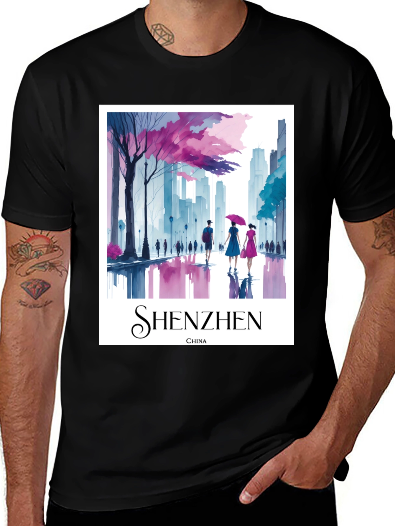 Shenzhen China Watercolor T-Shirt