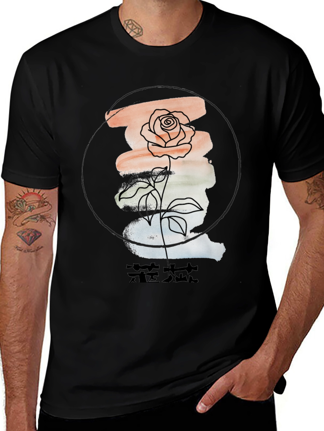 Variant 4 of Floral Graphic Tee - Stylish Men's Black T-Shirt