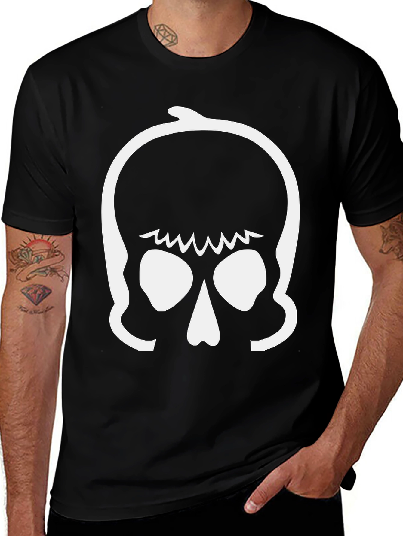 Variant 27 of Skull Graphic Tee - Black Cotton T-Shirt