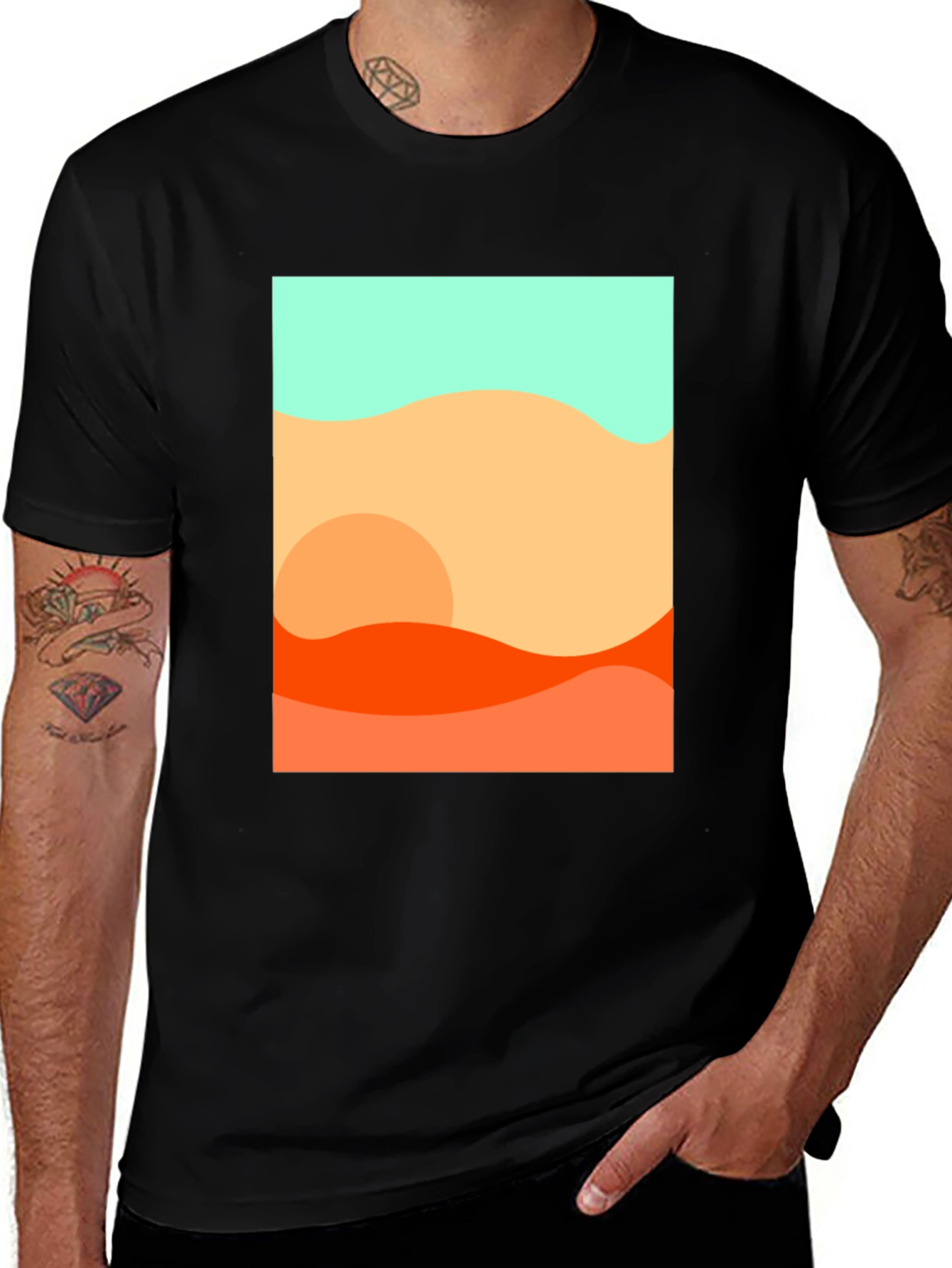 Variant 5 of Abstract Desert Graphic Tee - Modern Black T-Shirt