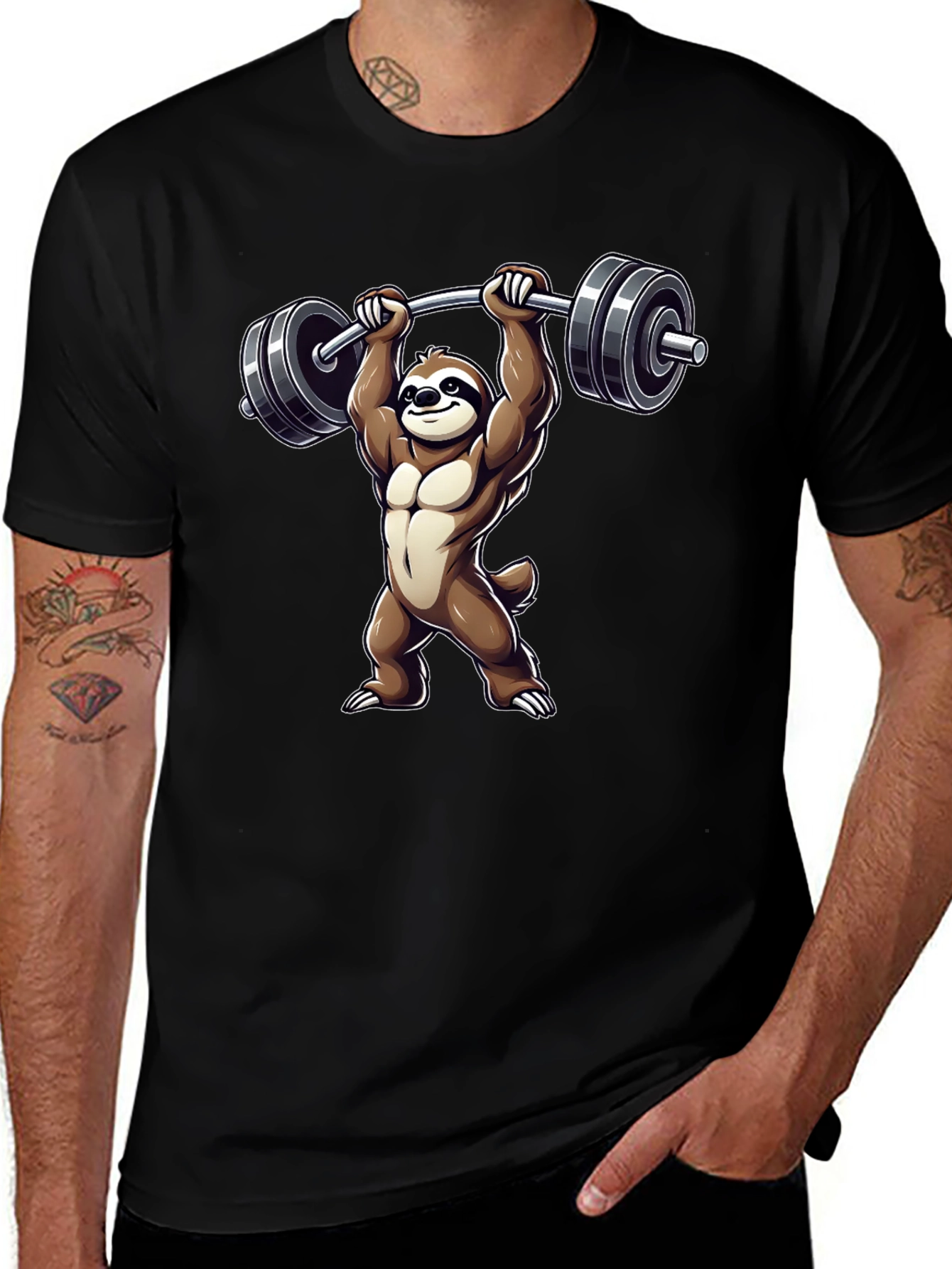 Variant 30 of Sloth Weightlifting T-Shirt - Funny Gym Tee
