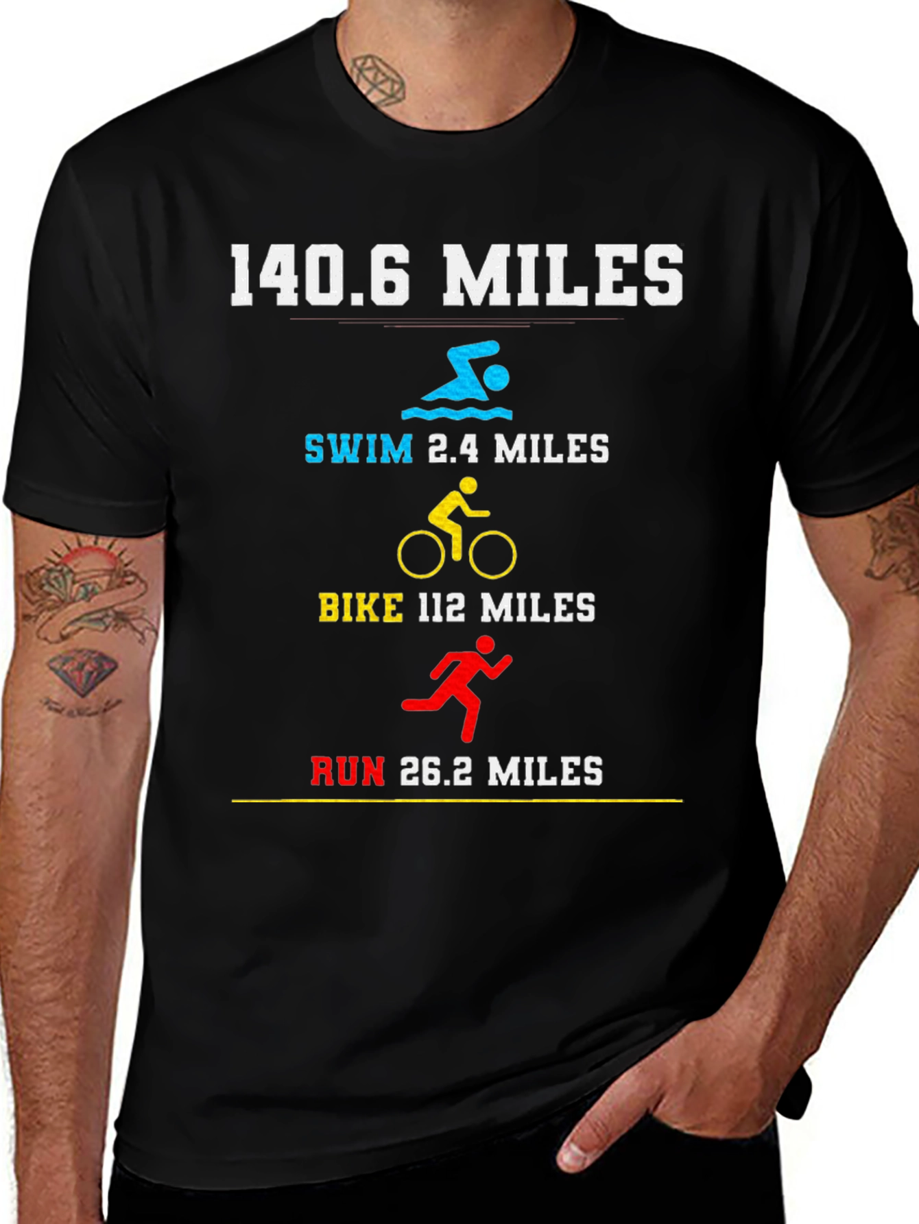 Variant 9 of 140.6 Miles Triathlon T-Shirt - Swim Bike Run