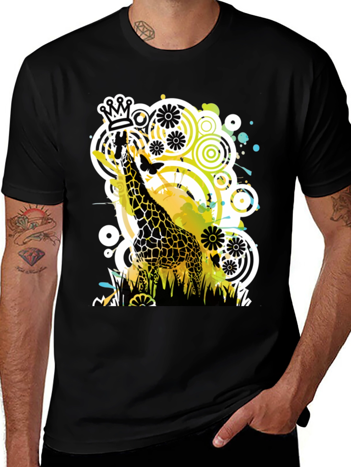 Variant 11 of Crowned Giraffe Graphic Tee - Modern Art Shirt