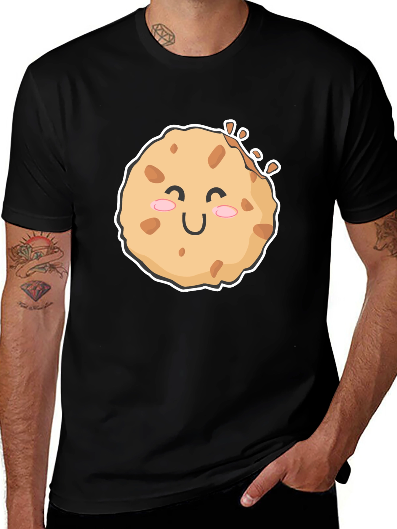 Variant 12 of Cute Cookie Graphic Black T-Shirt