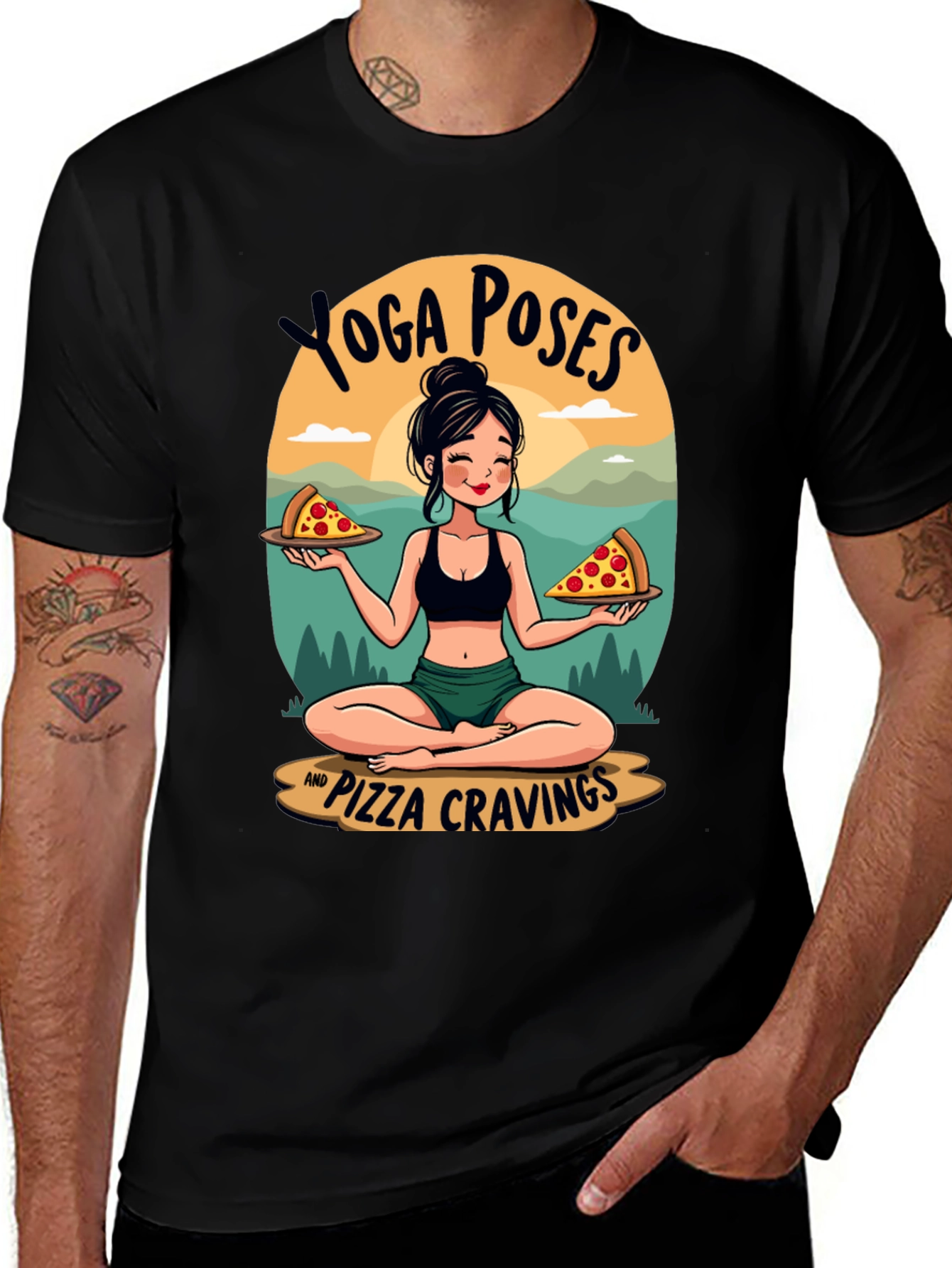 Variant 25 of Yoga Poses and Pizza Cravings T-Shirt