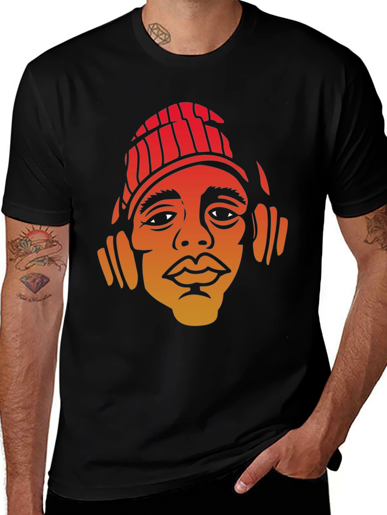 Variant 28 of Cool Graphic Tee - Man with Headphones Design