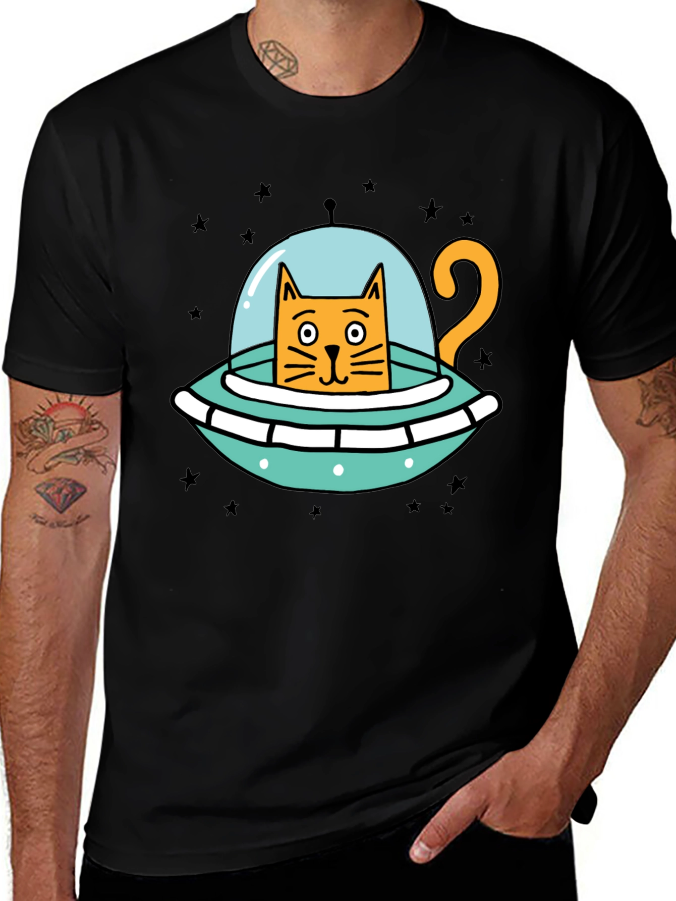 Variant 2 of Cosmic Cat UFO T-Shirt