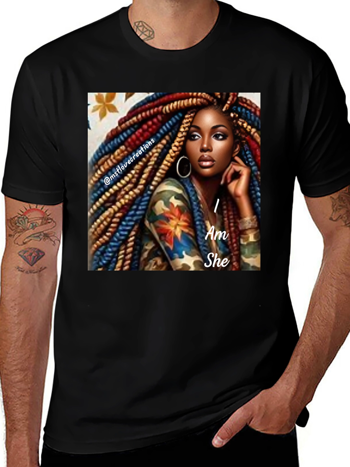 Variant 7 of I Am She Graphic Tee - Black Cotton Blend