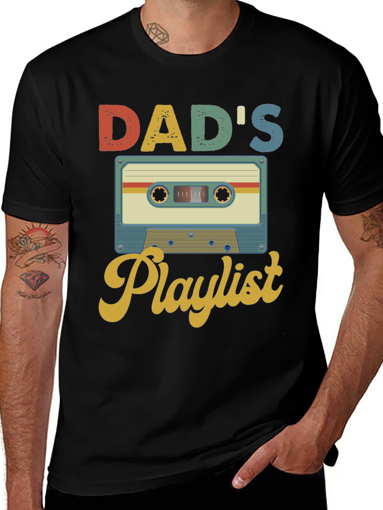Variant 24 of Dad's Playlist Retro Cassette Tape Graphic Tee