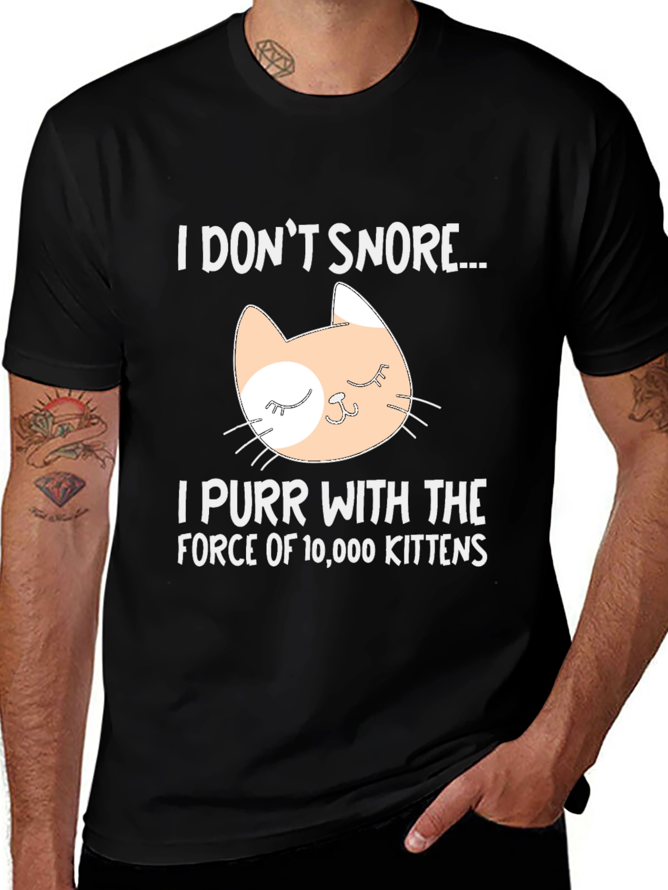 Black I Don't Snore Cat T-Shirt - Purr Power! main image