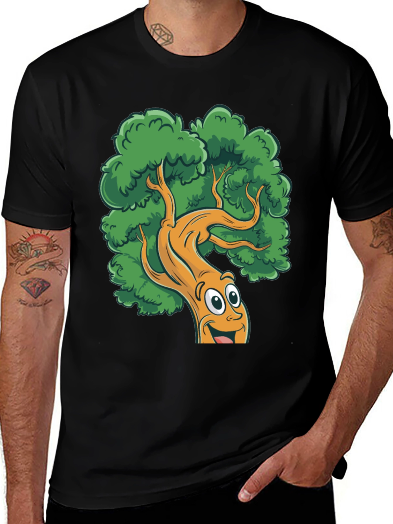 Variant 4 of Cartoon Tree Black T-Shirt