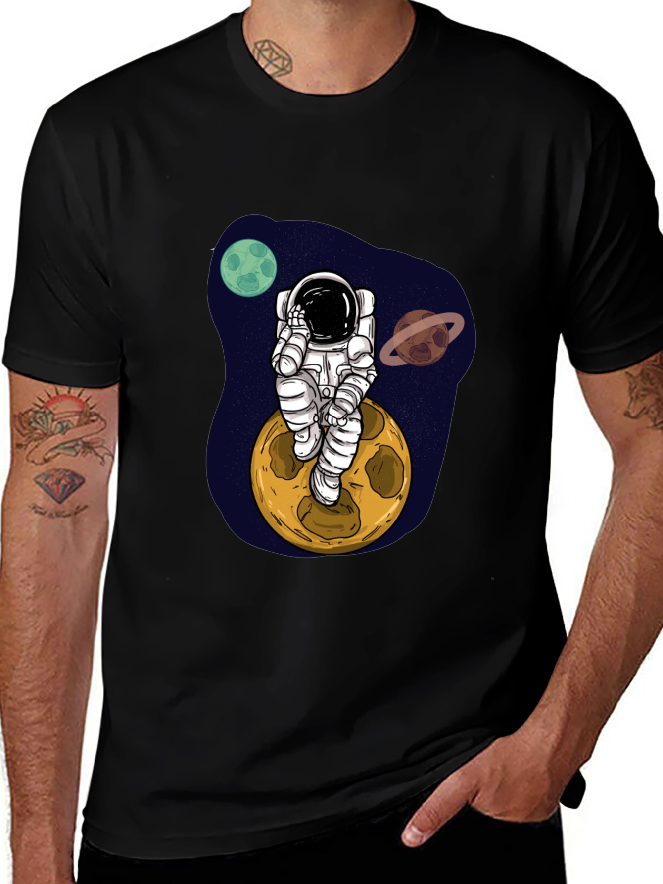 Variant 17 of Astronaut on Moon Graphic Tee - Space Adventure