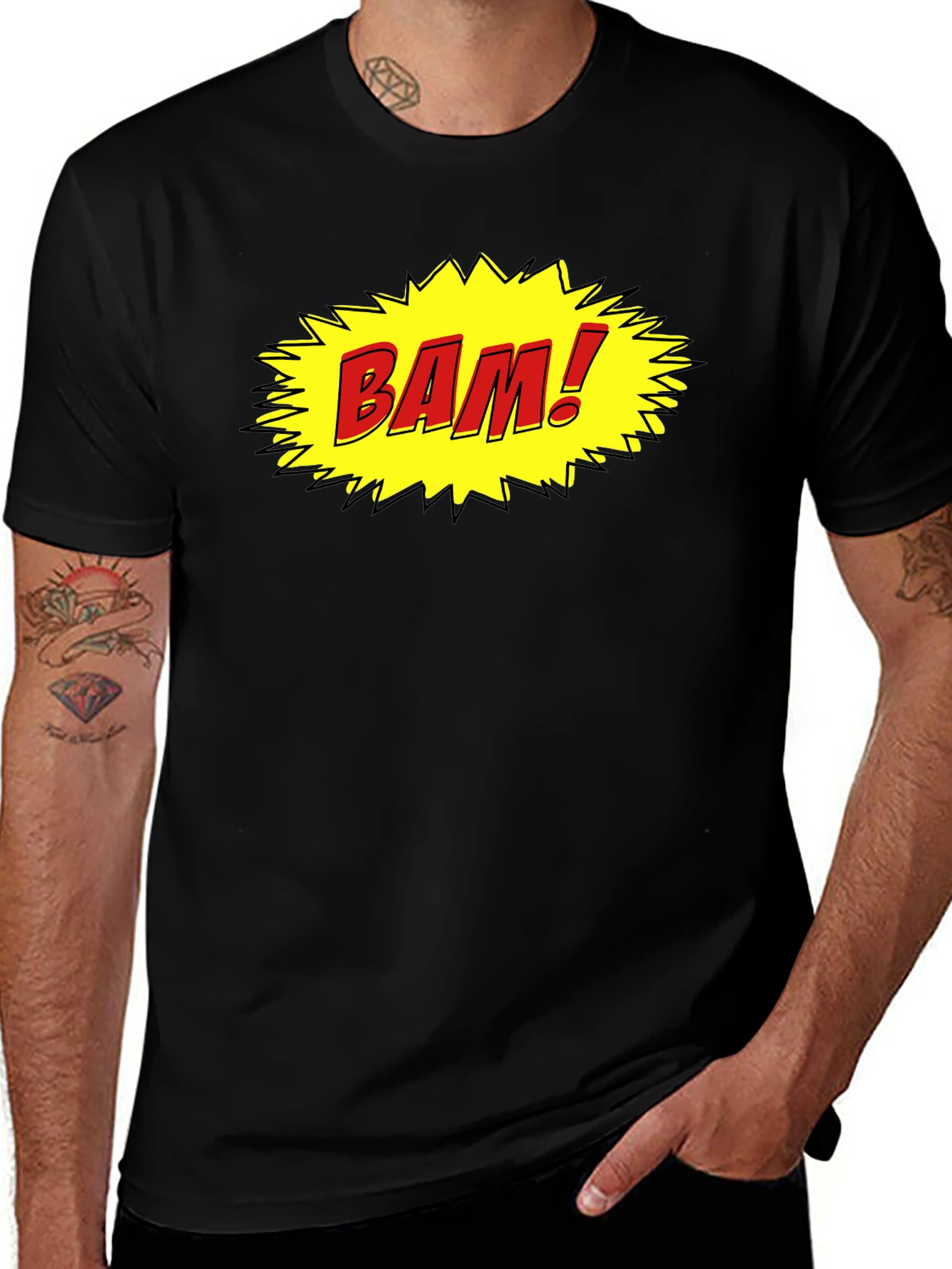 Variant 30 of Comic Style "BAM!" Black Cotton Tee