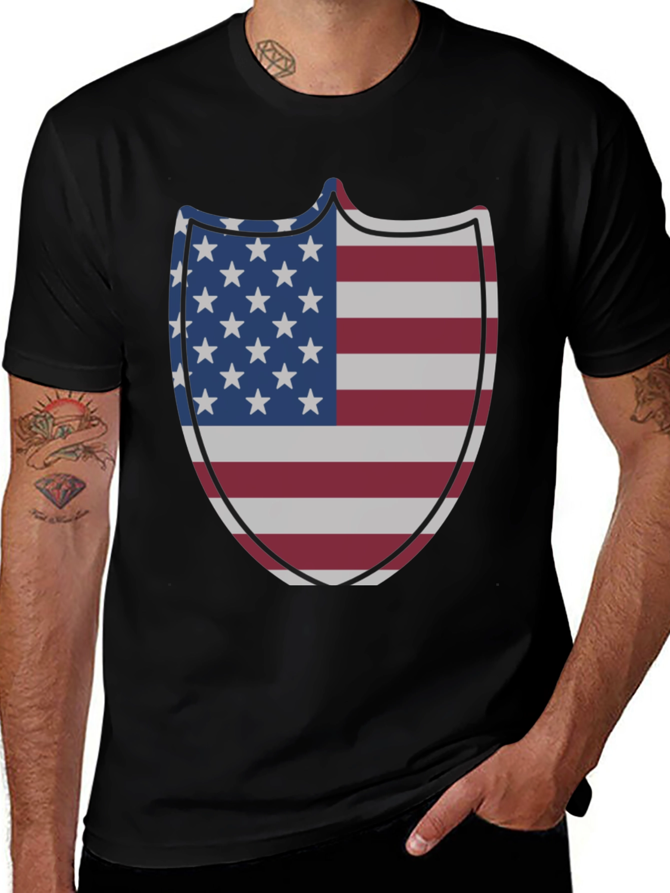 Variant 26 of American Flag Shield Graphic Tee - Patriotic Pride