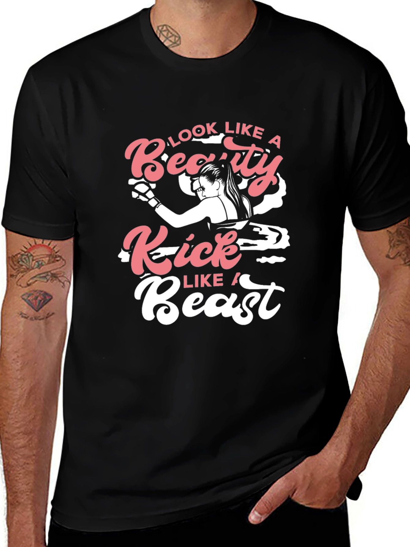 Beauty & Beast Graphic Tee - Black Casual T-Shirt