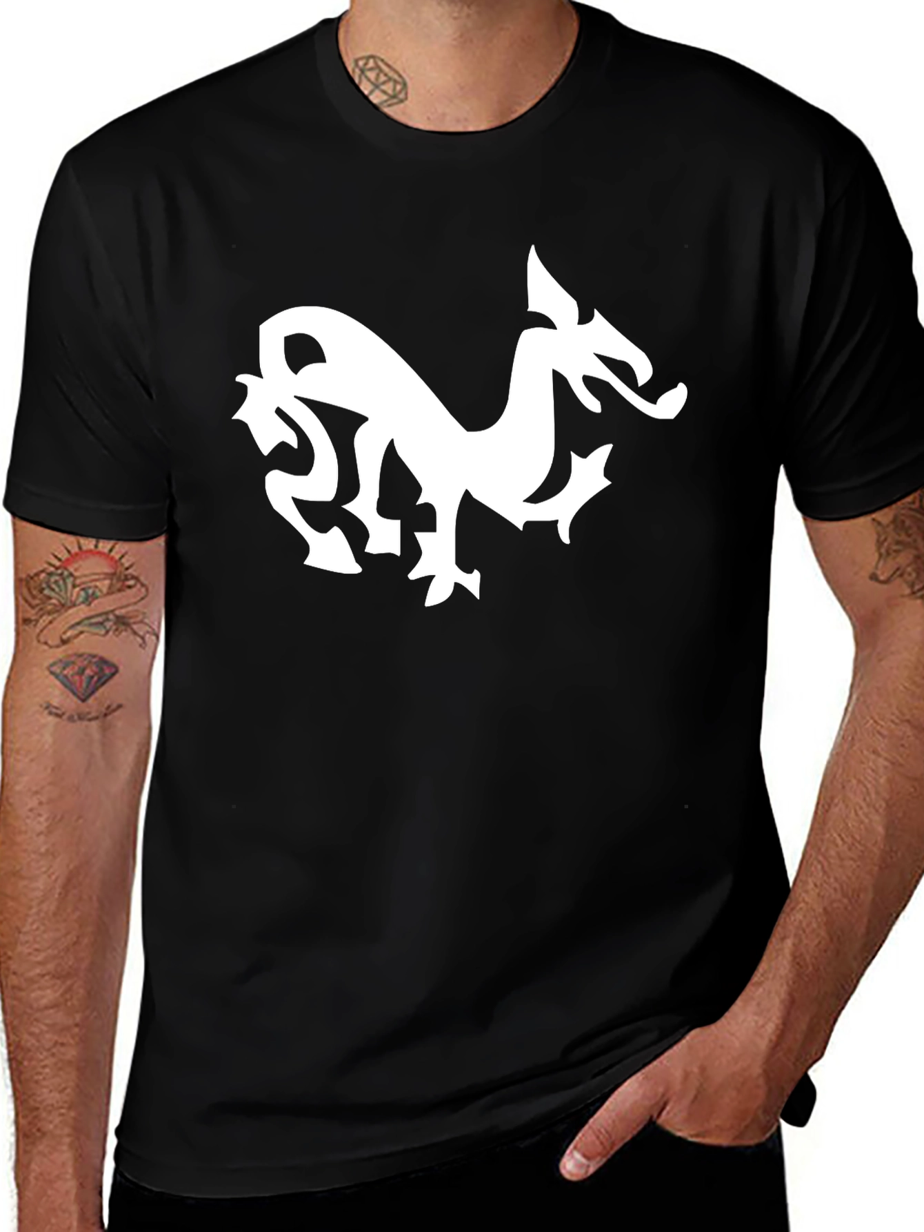 Variant 18 of Dragon Graphic Tee - Black Cotton Blend