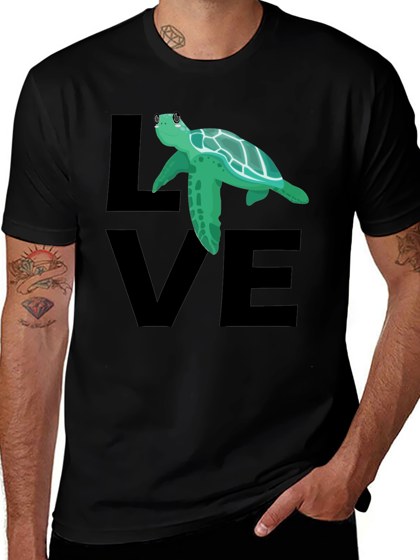 Variant 13 of Love Sea Turtle Black T-Shirt