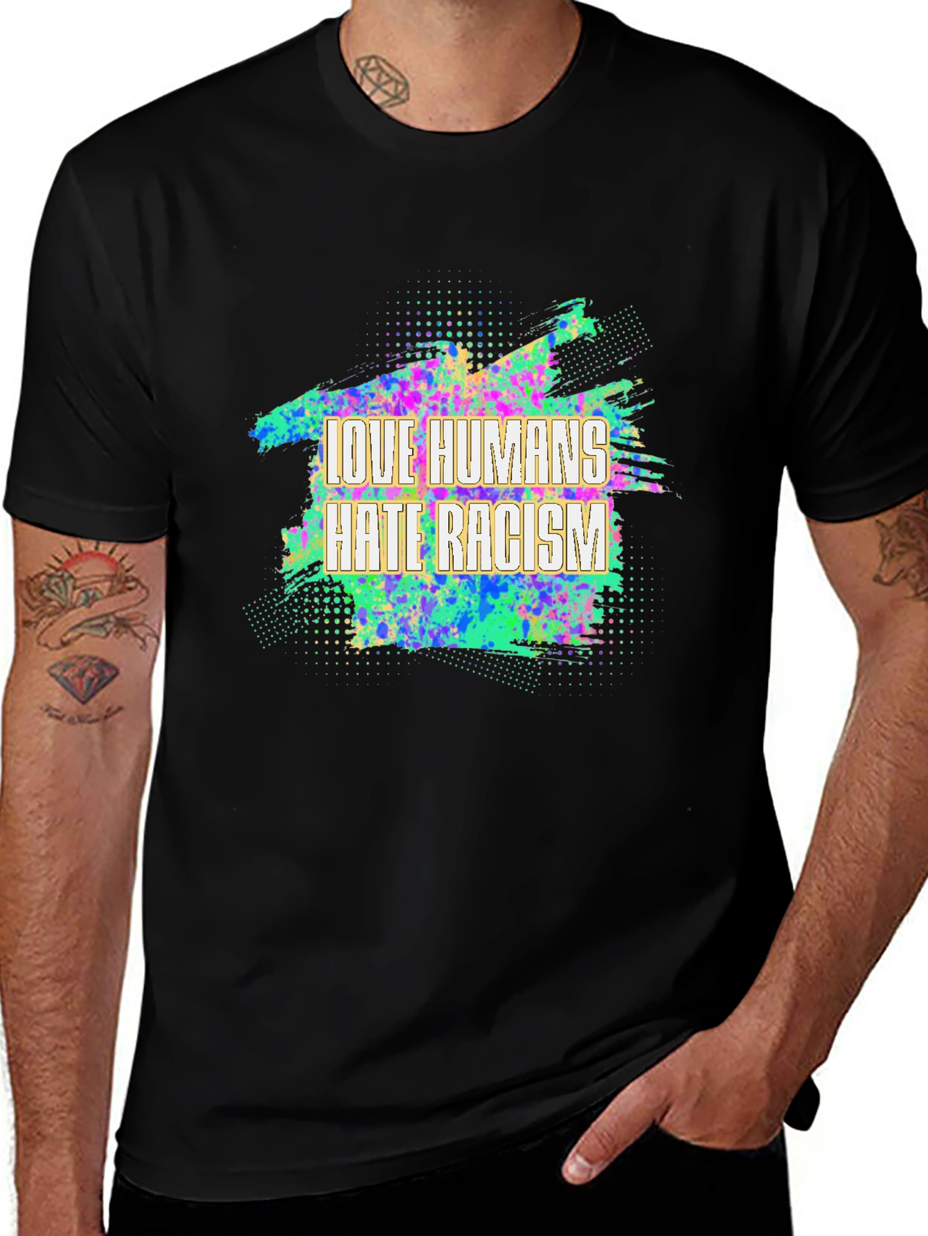 Variant 12 of Love Humans Hate Racism Graphic T-Shirt