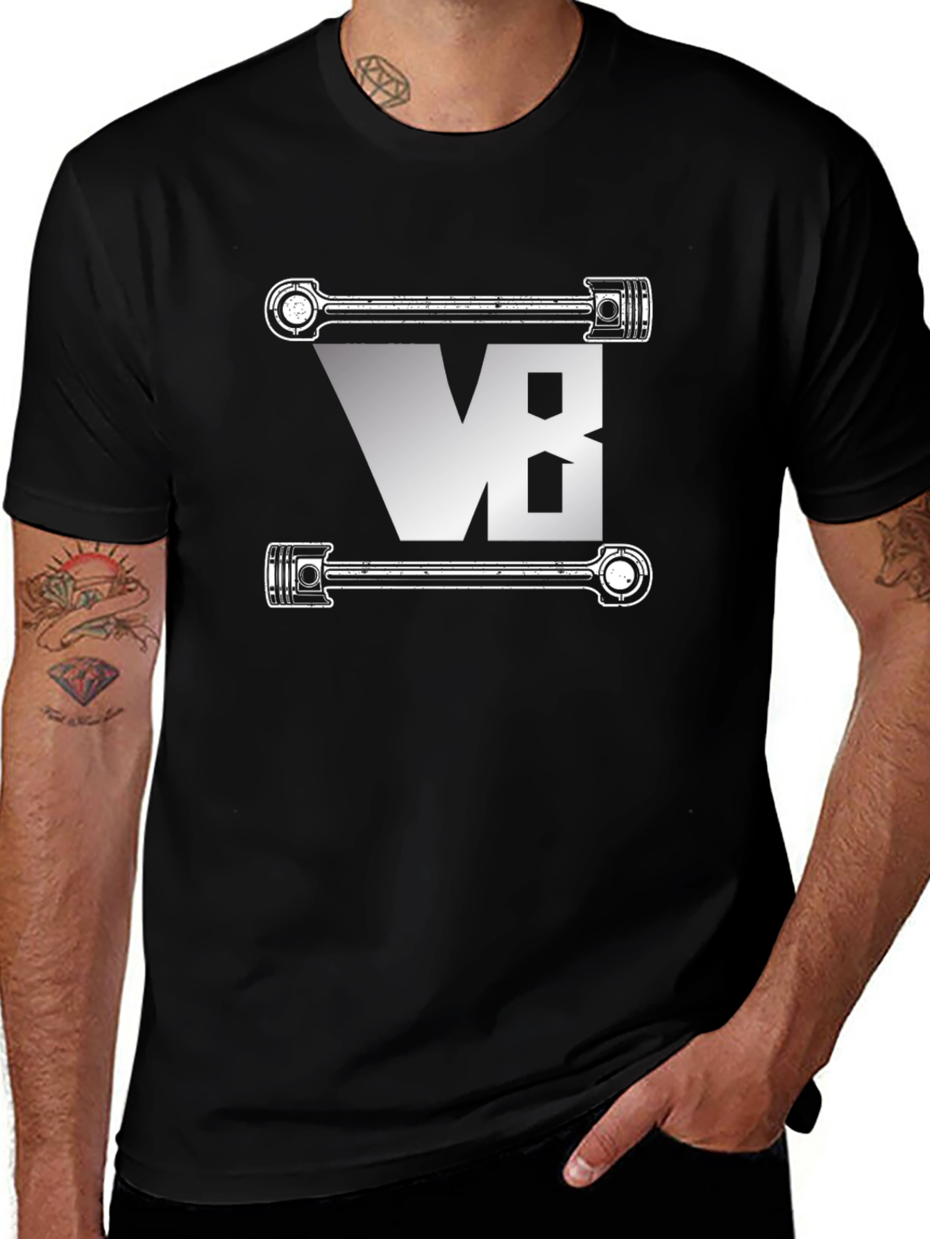 V8 Engine Piston T-Shirt - Black