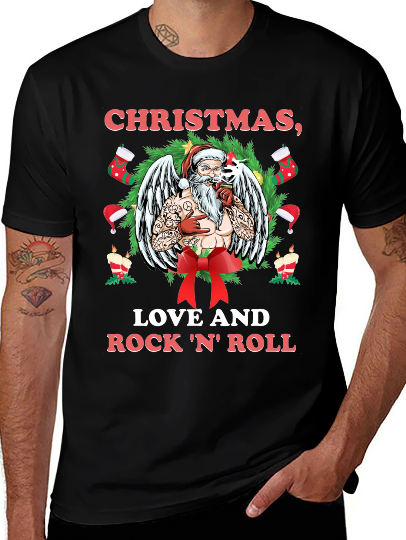Christmas Santa Rock n Roll T-Shirt