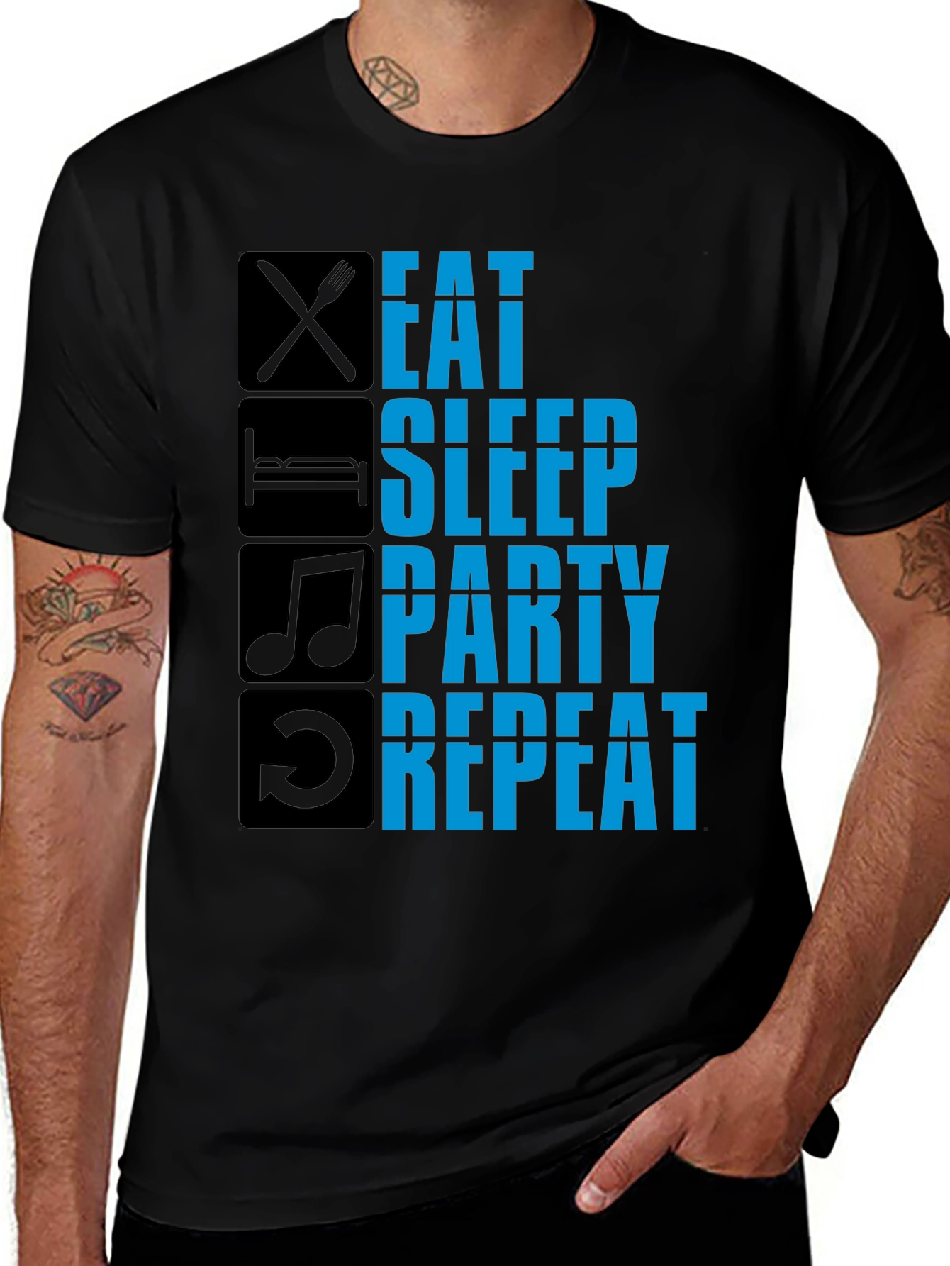 Variant 11 of Eat Sleep Party Repeat Graphic Tee