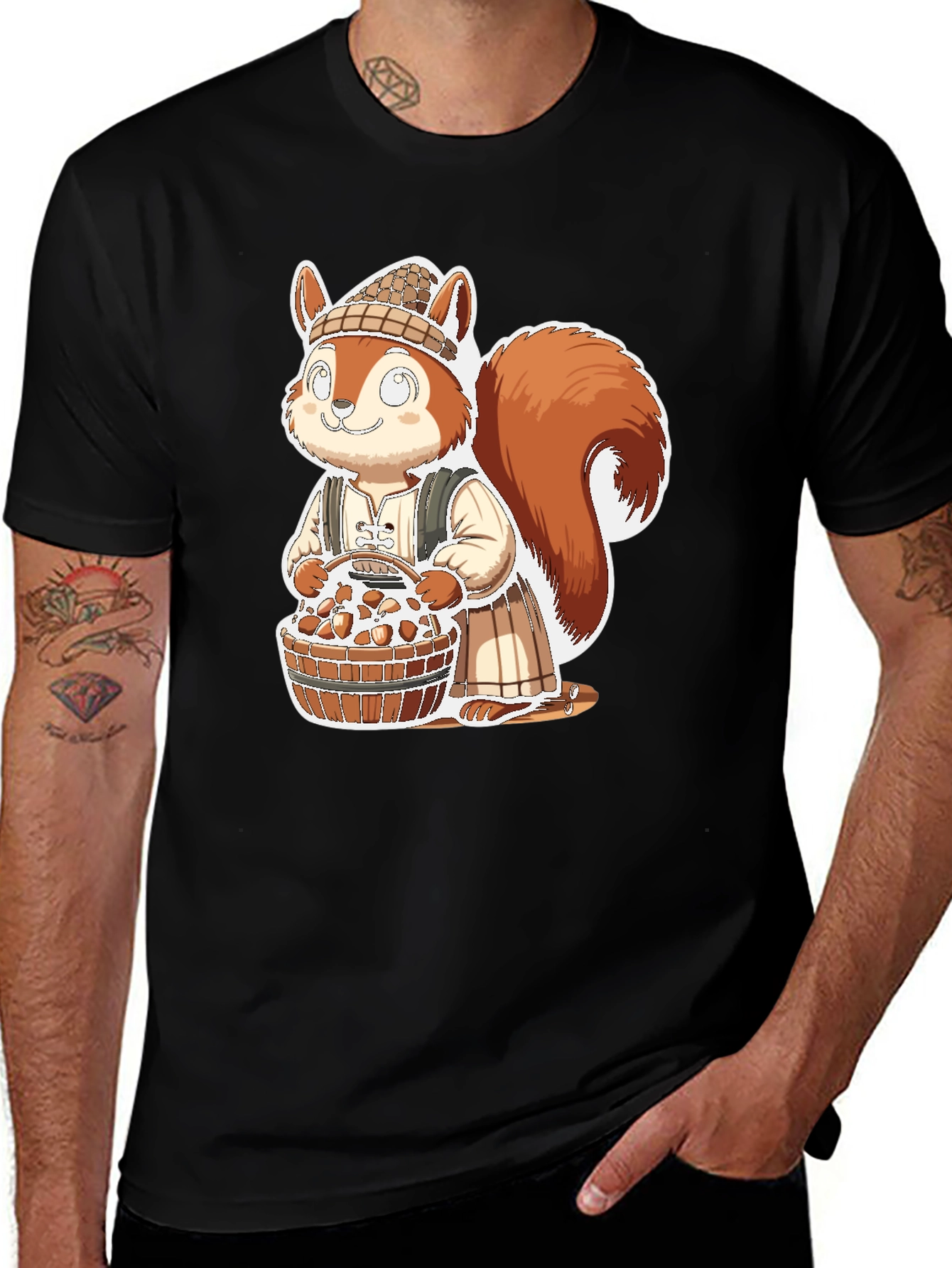 Variant 28 of Squirrel with Basket Graphic T-Shirt