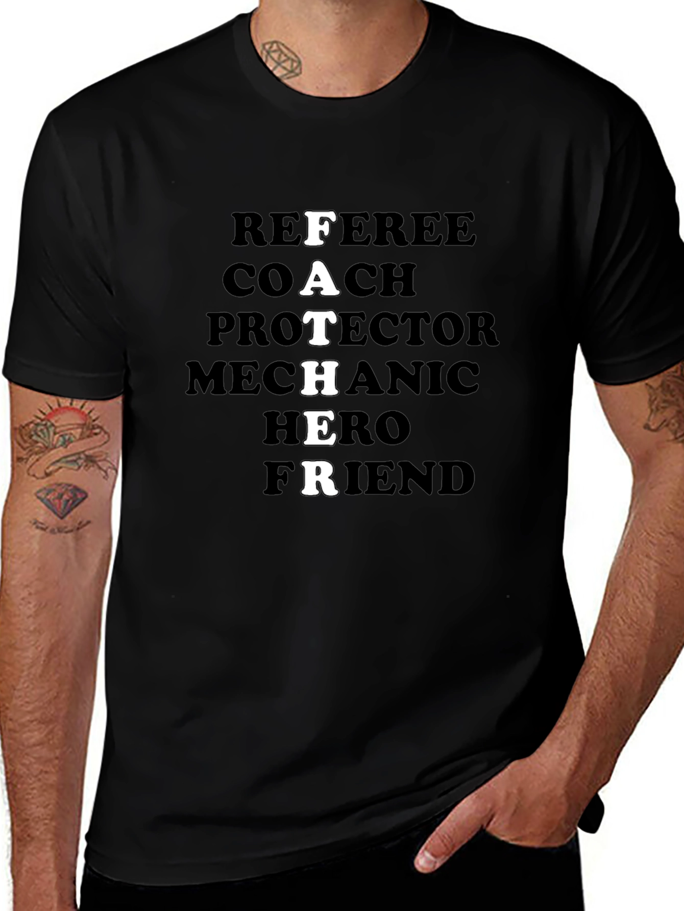 Father Definition Black T-Shirt - Gift For Dad