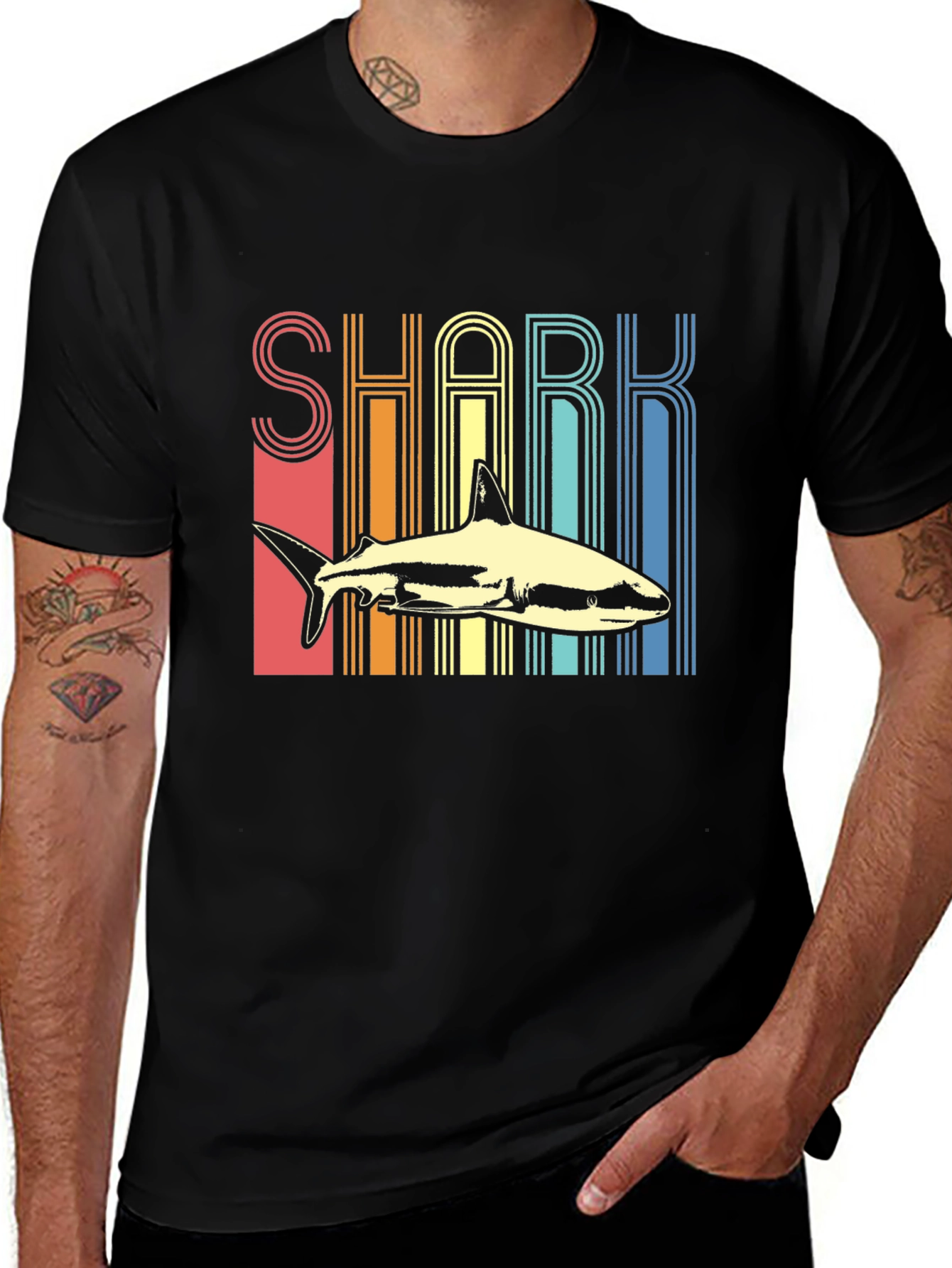 Black Retro Shark Graphic Tee main image