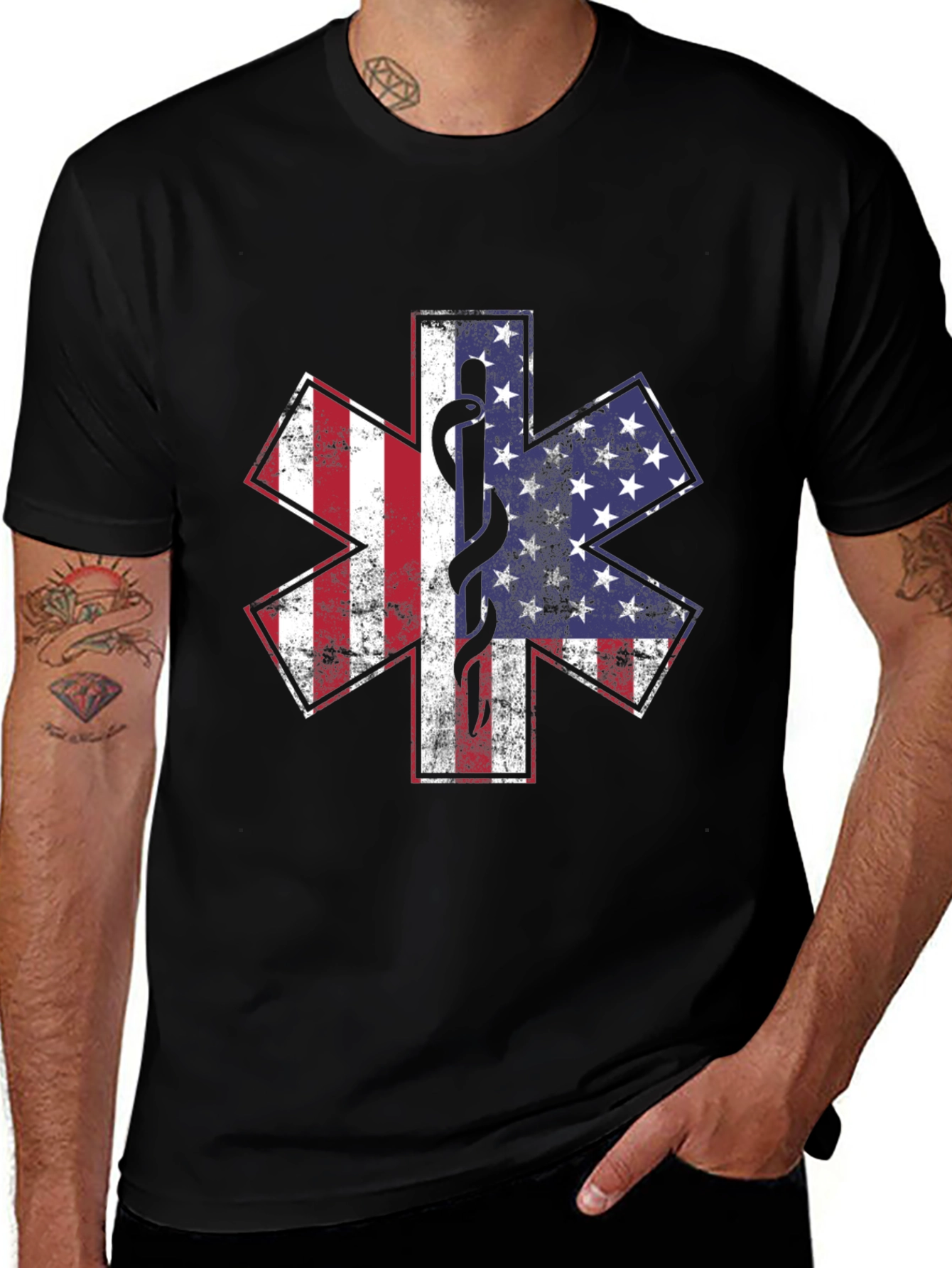 American Flag Star of Life EMT T-Shirt