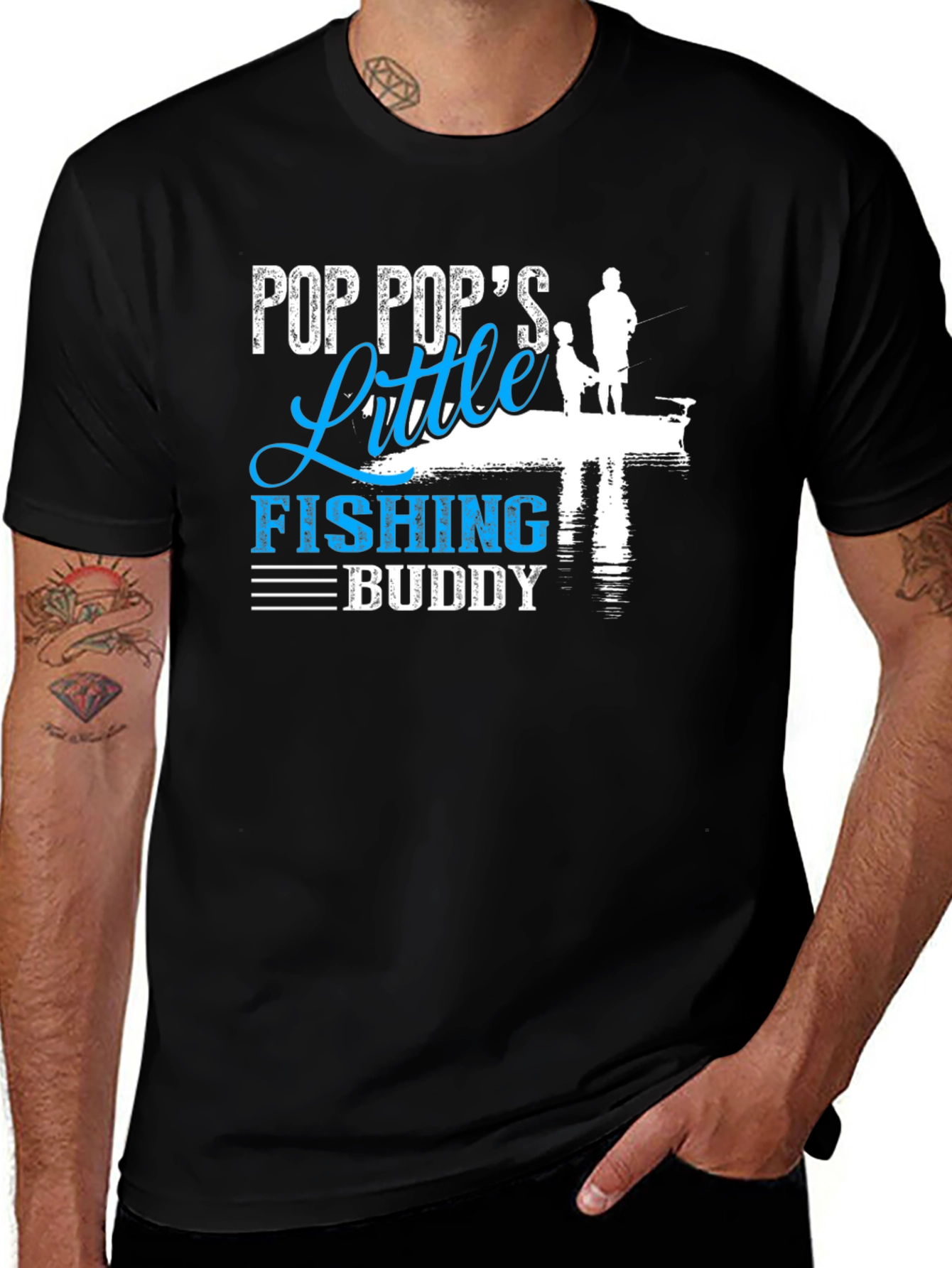 Variant 14 of Pop Pop's Little Fishing Buddy Graphic Tee