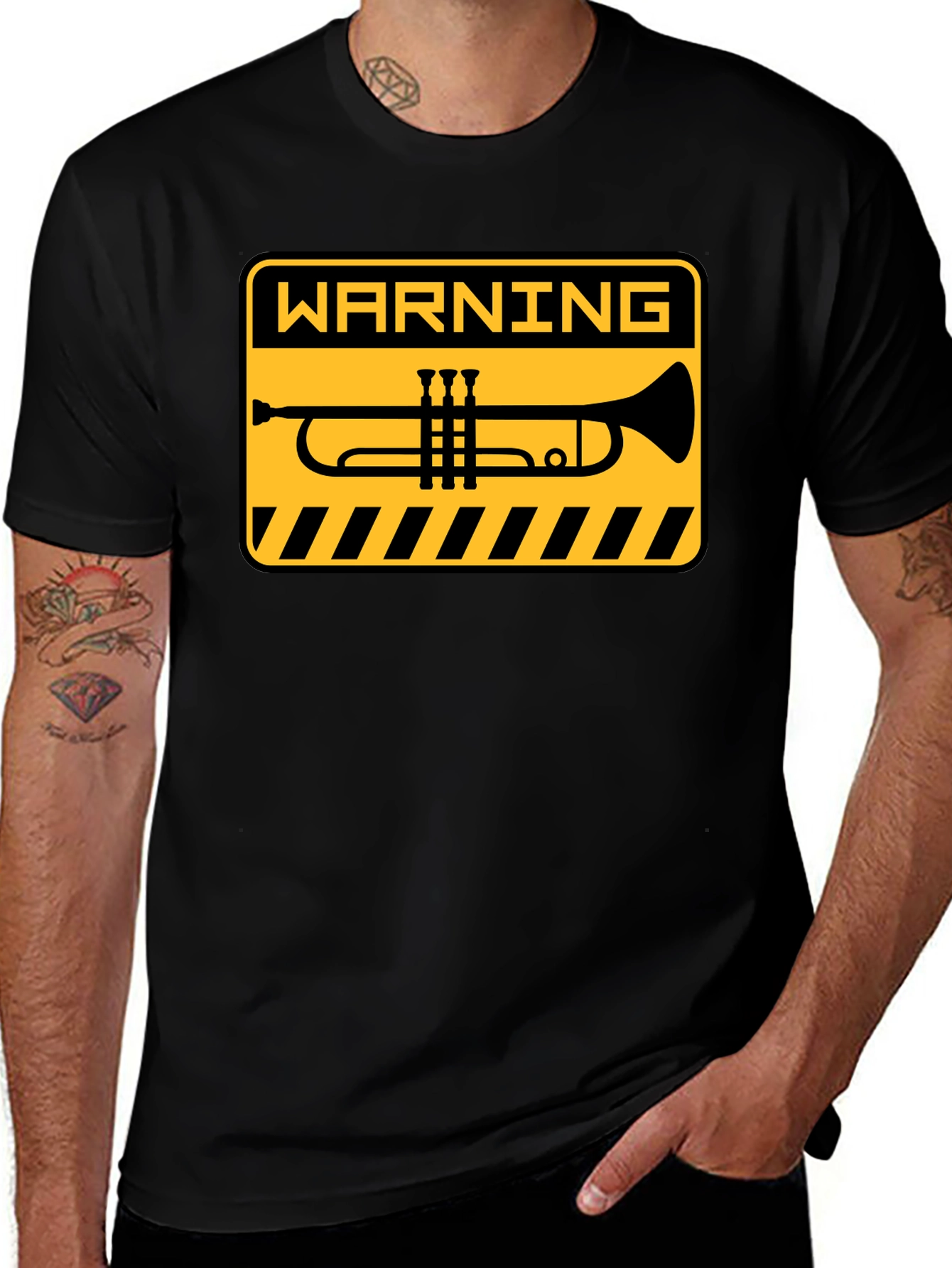 Variant 4 of Warning Trumpet Black T-Shirt