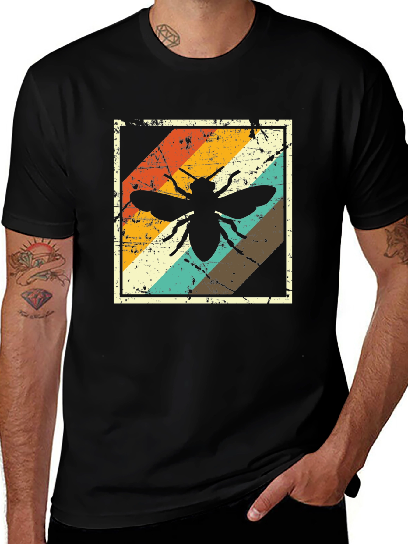 Retro Bee Graphic Tee - Distressed Design