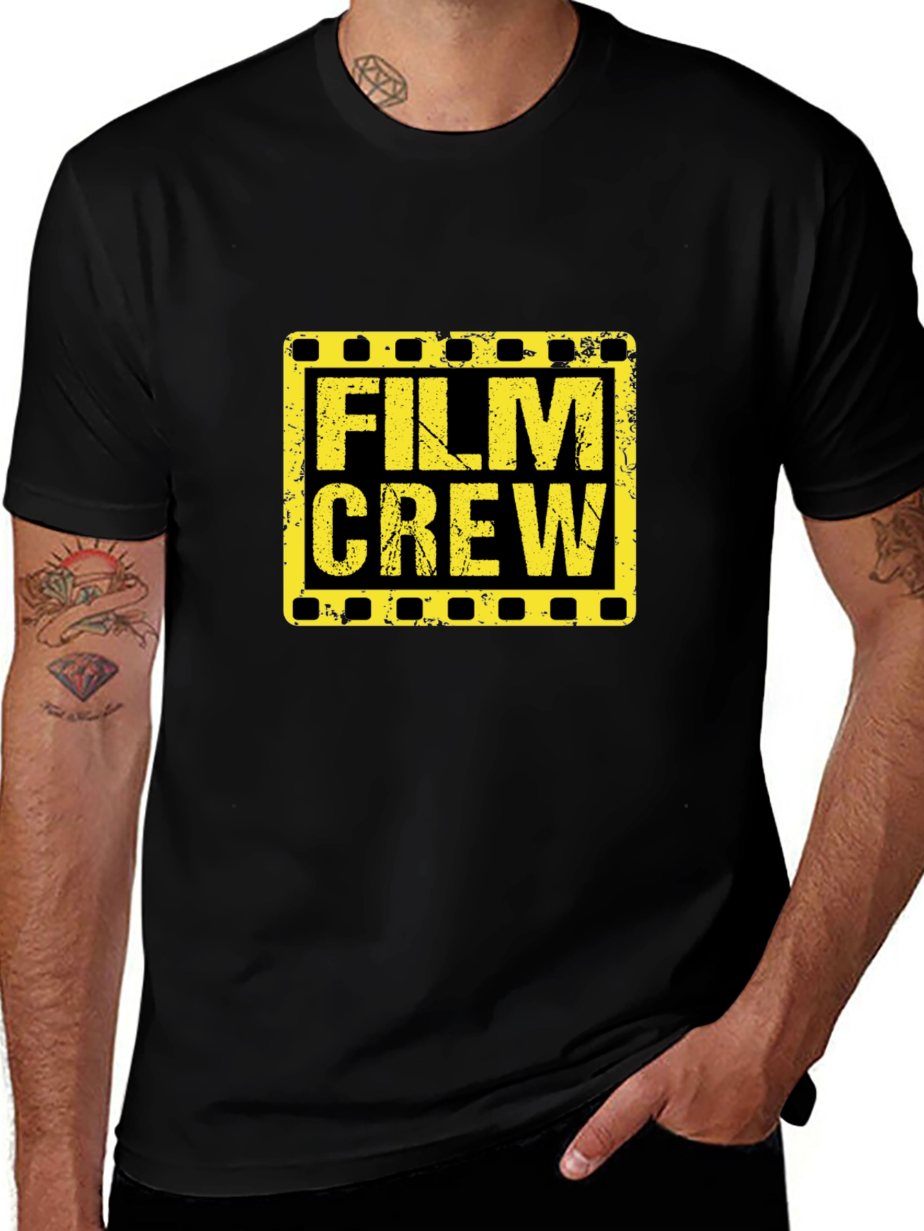 Film Crew Graphic Tee - Black Cotton T-Shirt