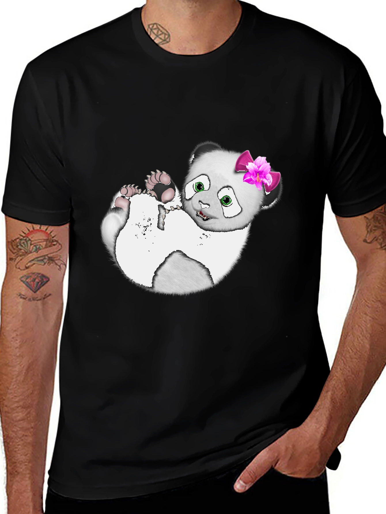 Variant 9 of Panda with Flower Bow Graphic Tee