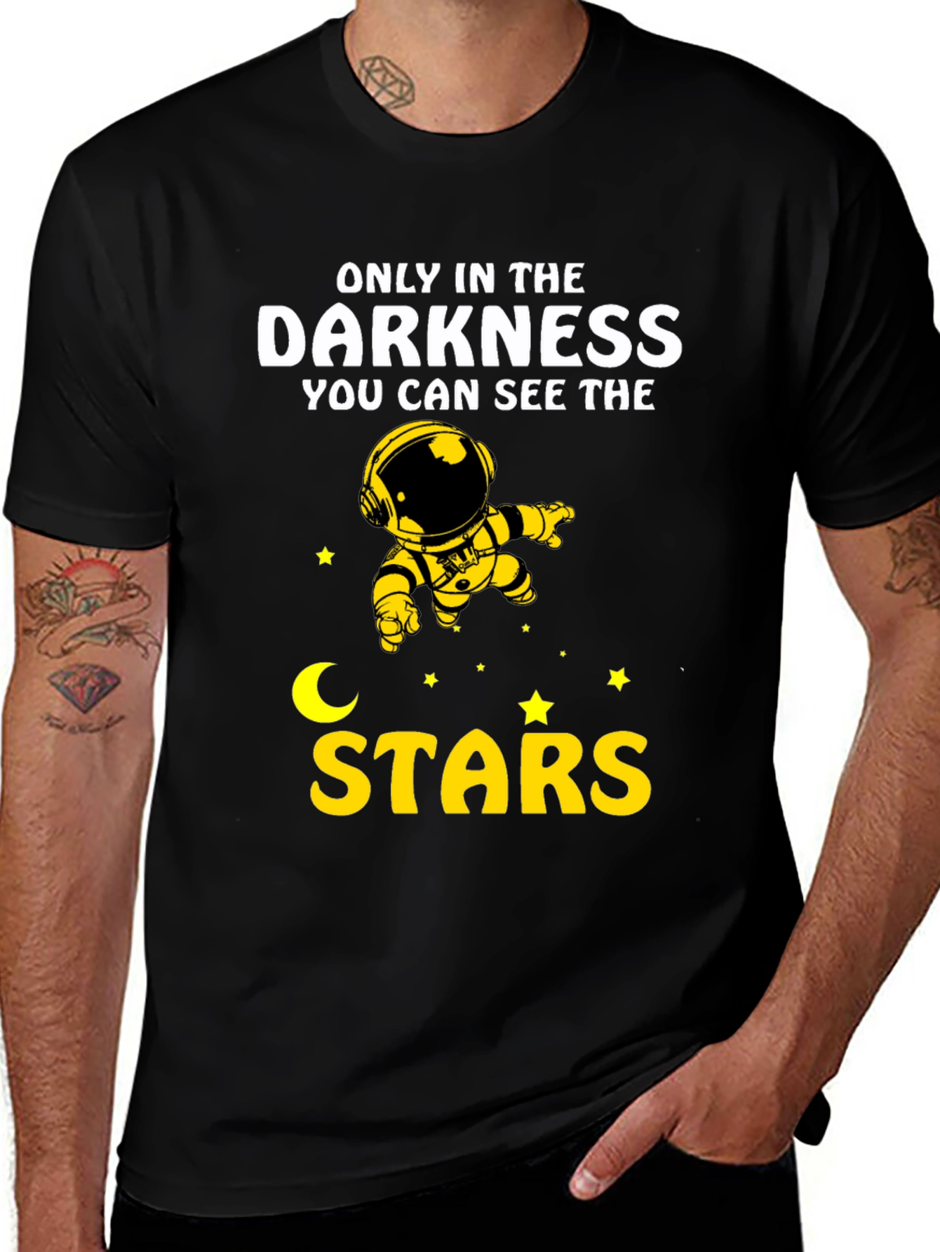 Variant 4 of Darkness Stars Graphic T-Shirt - Astronaut Design