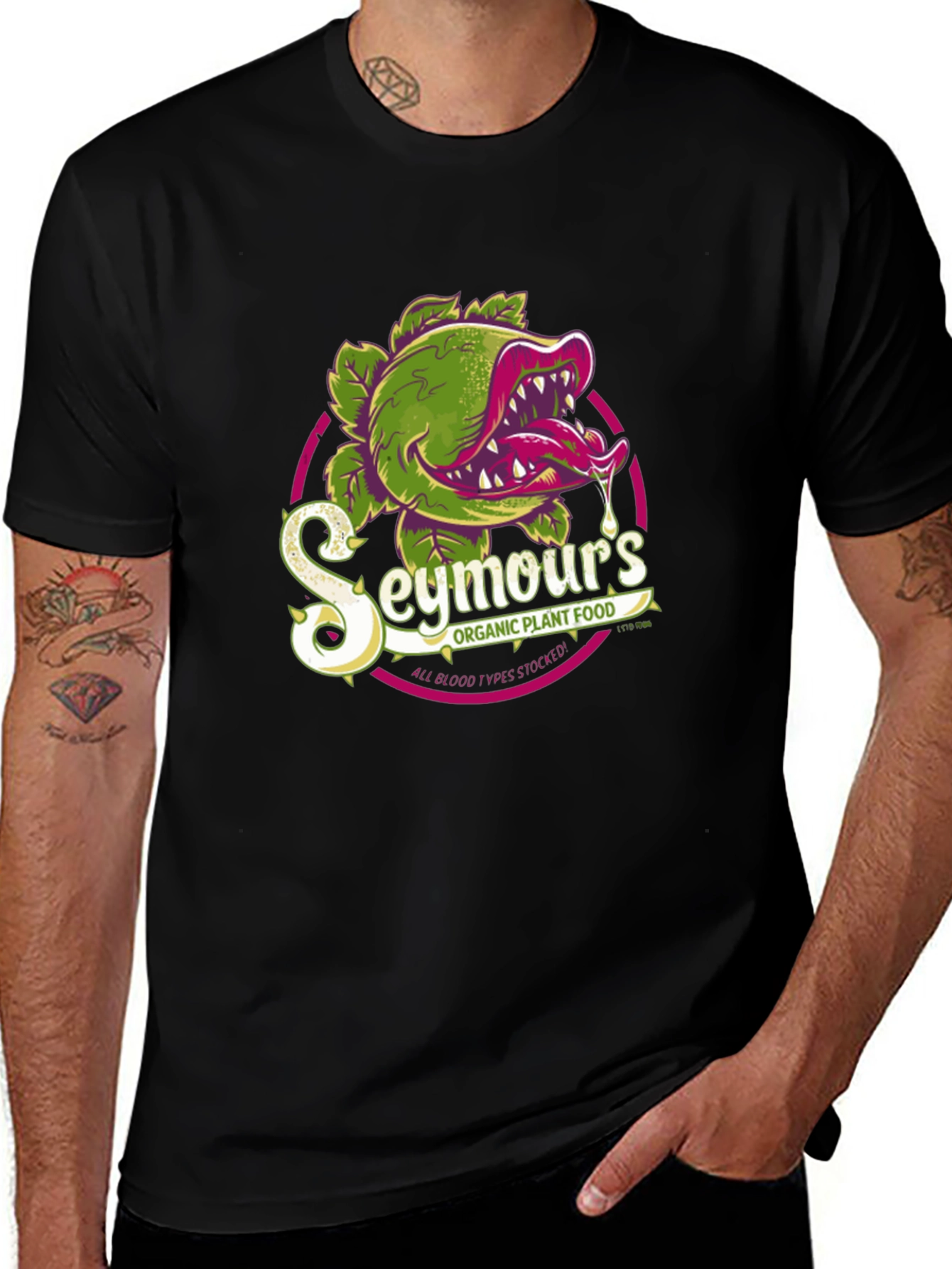 Black Seymour's Organic Plant Food Graphic T-Shirt main image
