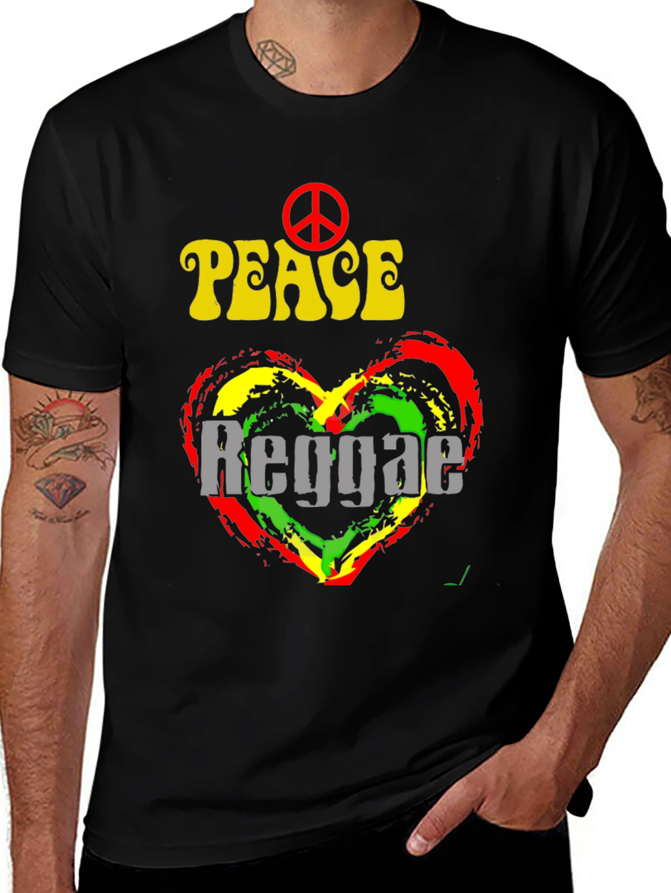Variant 26 of Reggae Peace T-Shirt - Red Yellow Green Heart