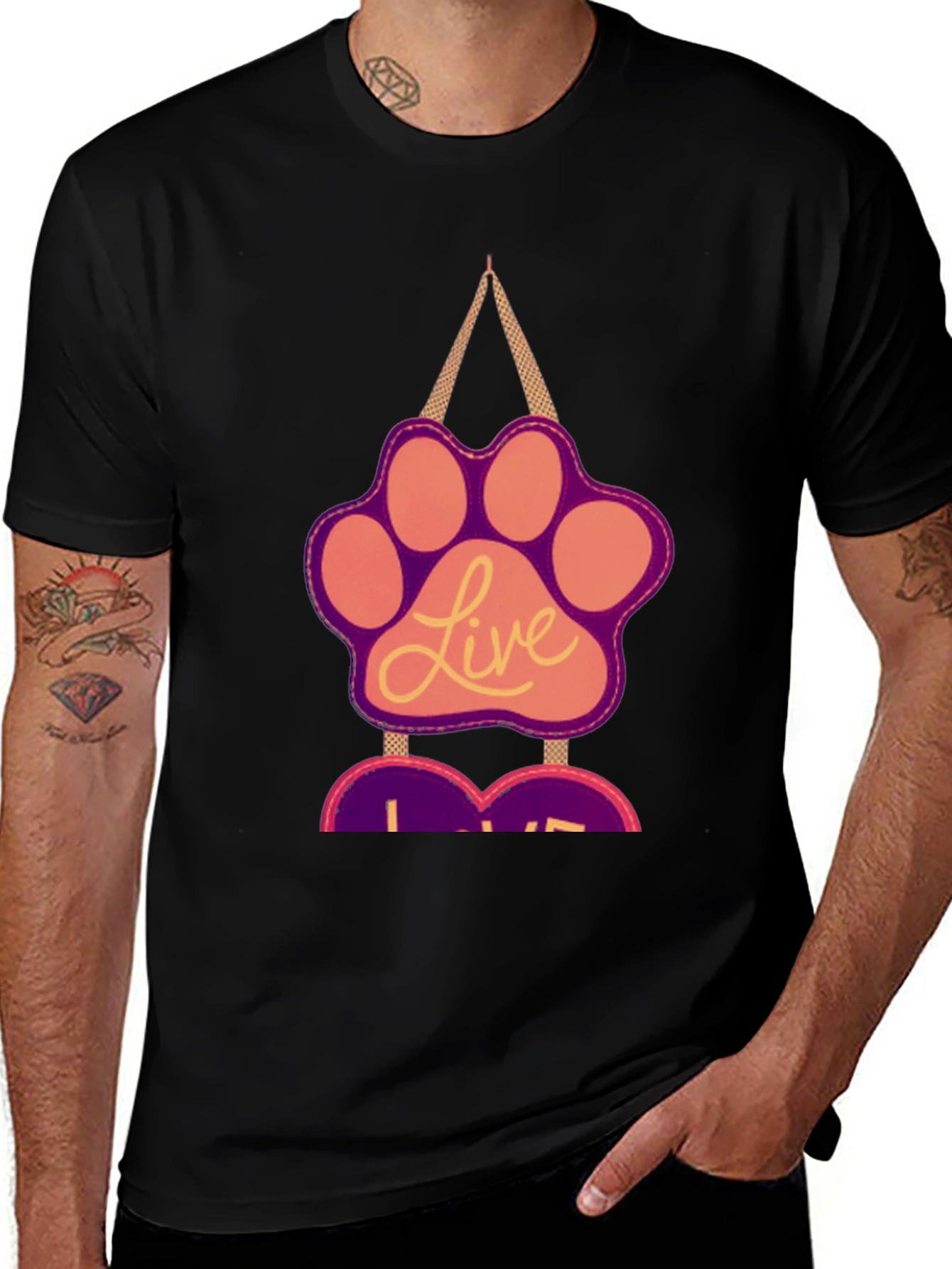 Live Love Paw Print T-Shirt - Stylish Black Tee