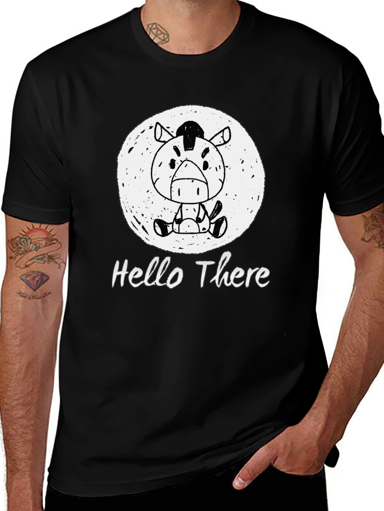 Variant 28 of Hello There Zebra Black T-Shirt