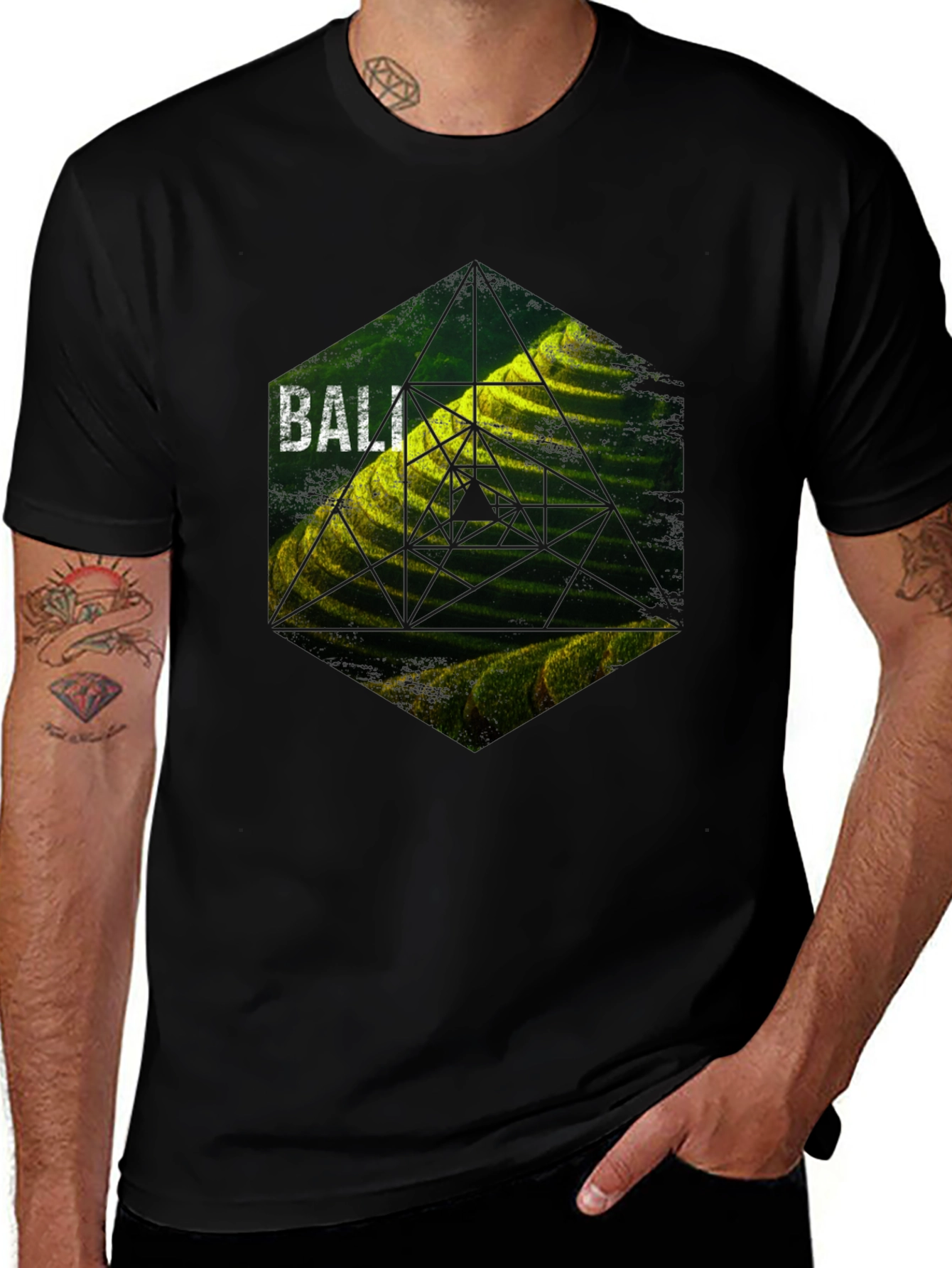 Bali Rice Terraces Graphic Tee - Black