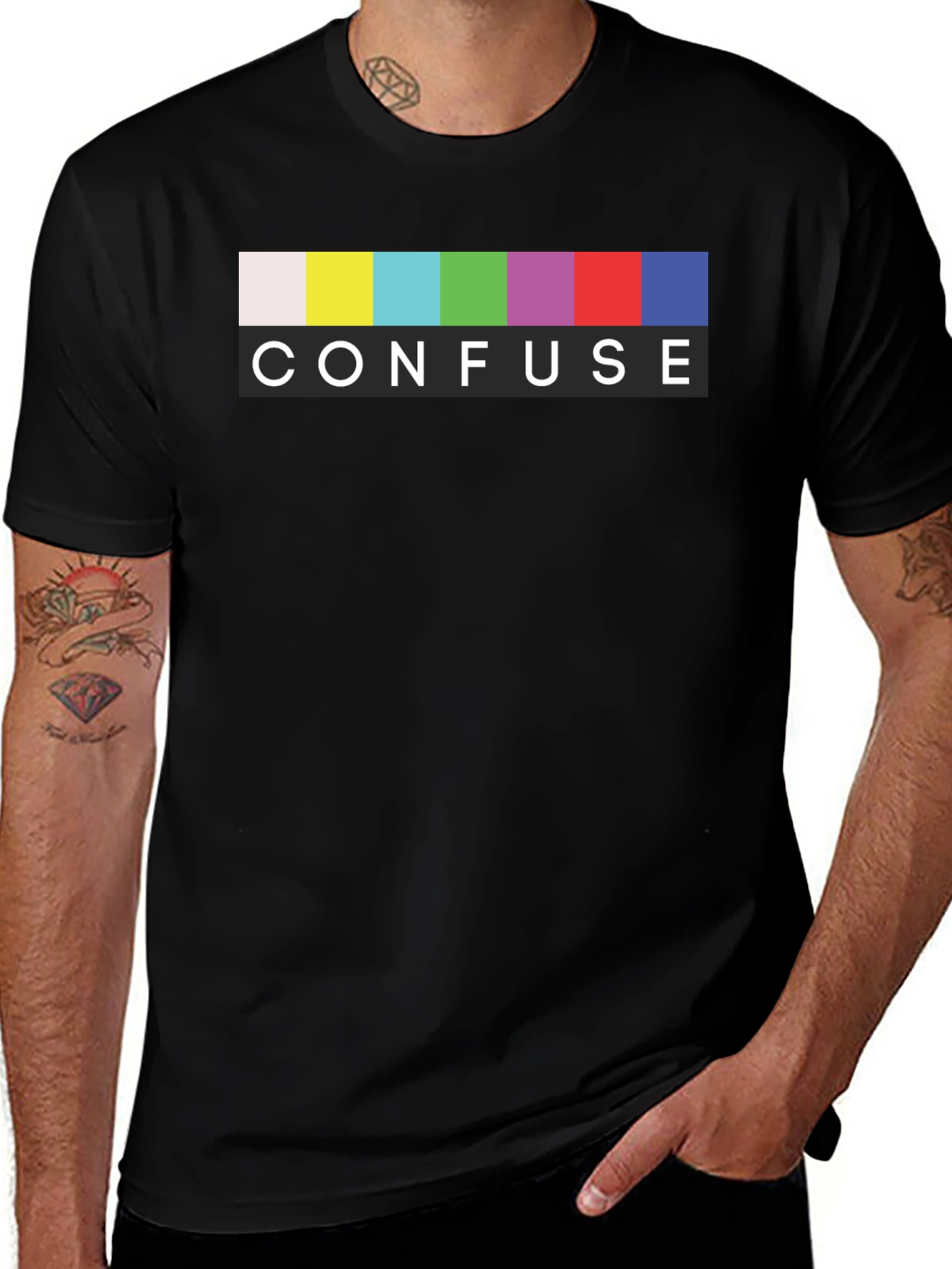 Variant 25 of Confuse Graphic Print Black T-Shirt