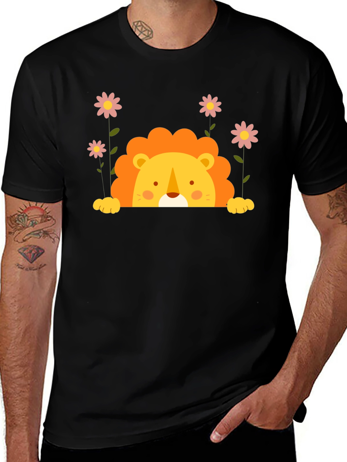Variant 11 of Cute Lion Graphic Tee - Black Unisex T-Shirt