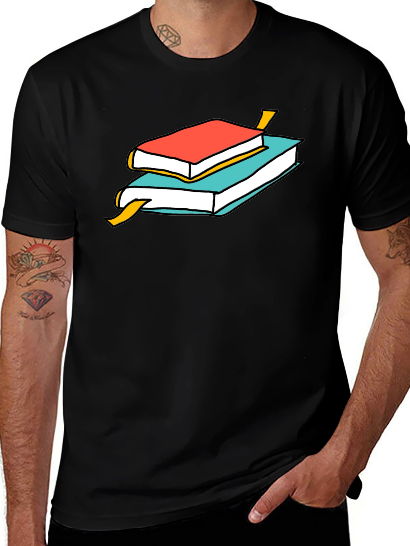 Variant 23 of Book Stack Graphic Tee - Casual Cotton T-Shirt