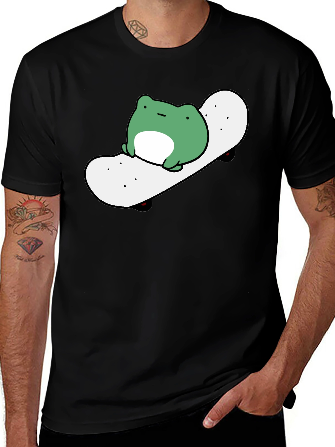 Variant 26 of Frog Skateboard Graphic Tee - Casual Black T-Shirt