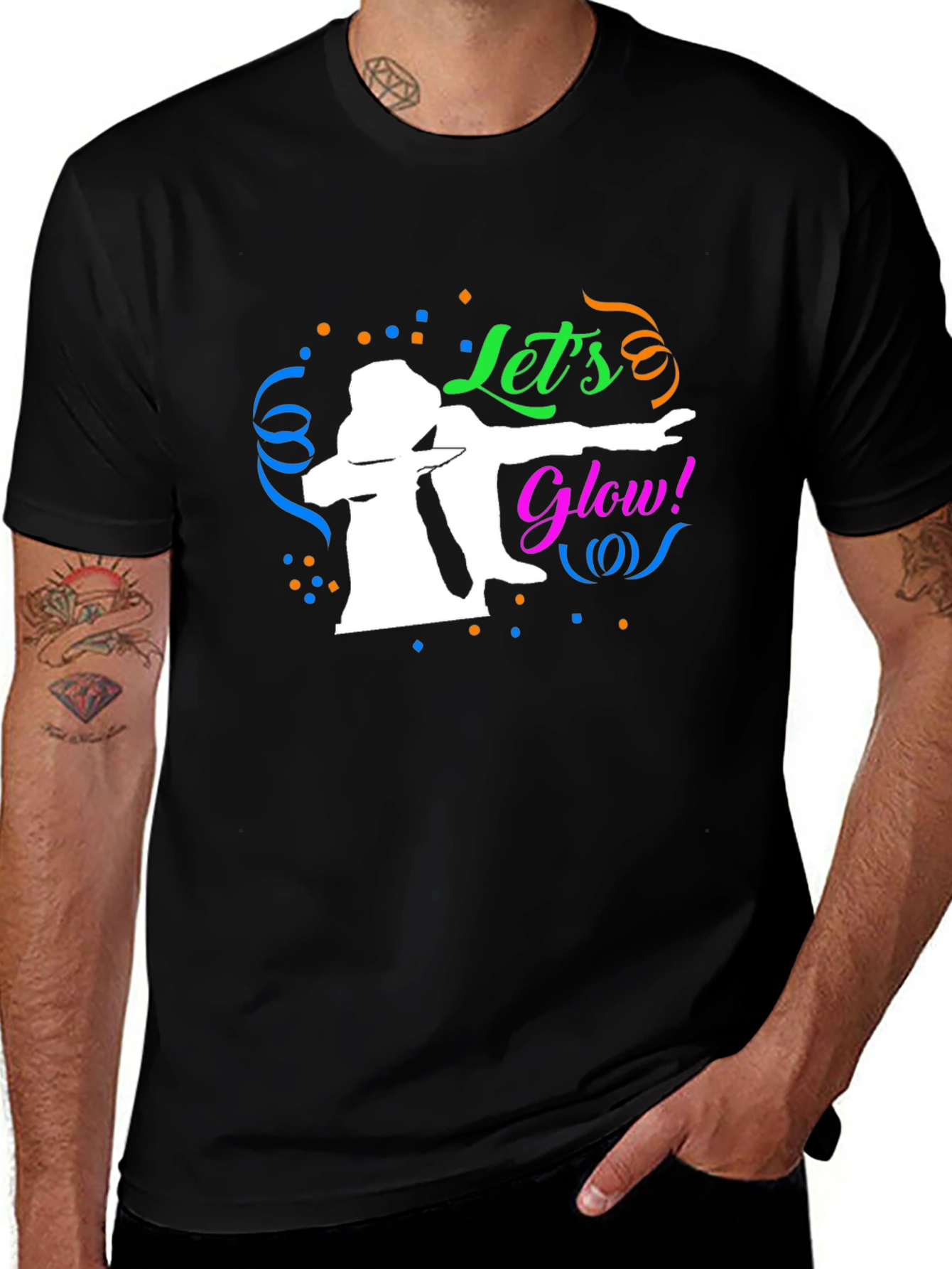 Variant 27 of Let's Glow Black T-Shirt