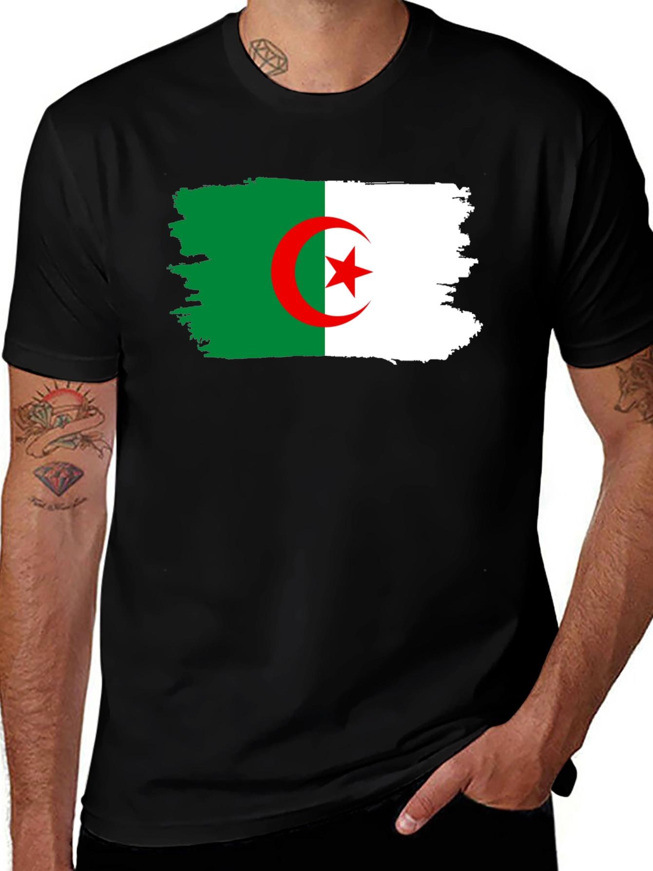 Algeria Flag T-Shirt - Black Cotton Tee