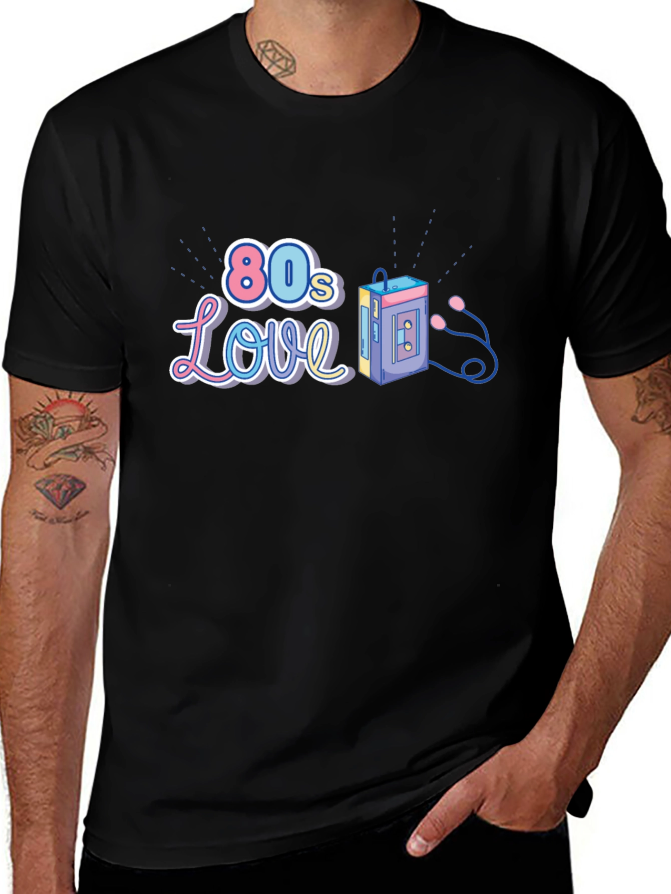 Retro 80s Love Cassette Player Graphic T-Shirt