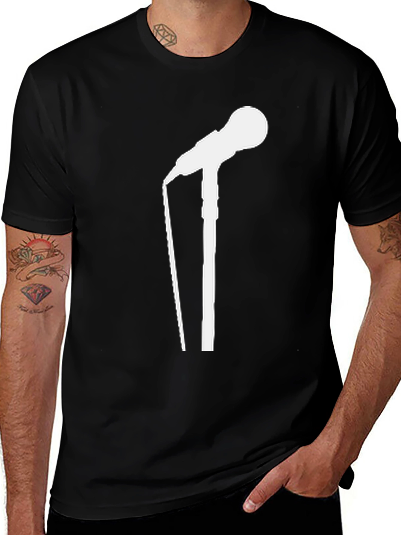 Variant 11 of Microphone Graphic Print Crew Neck T-Shirt