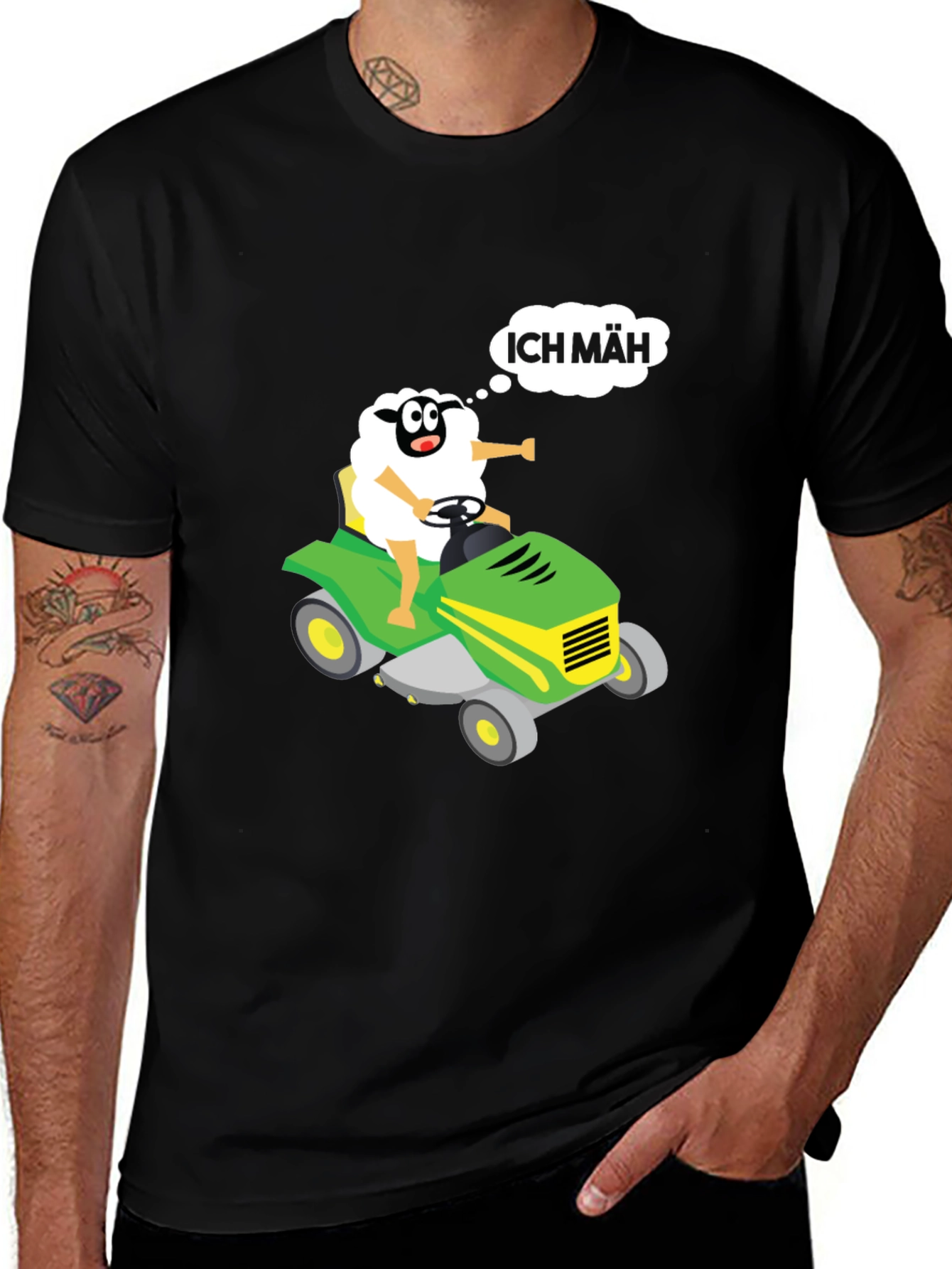 Variant 4 of Funny Sheep Mowing T-Shirt