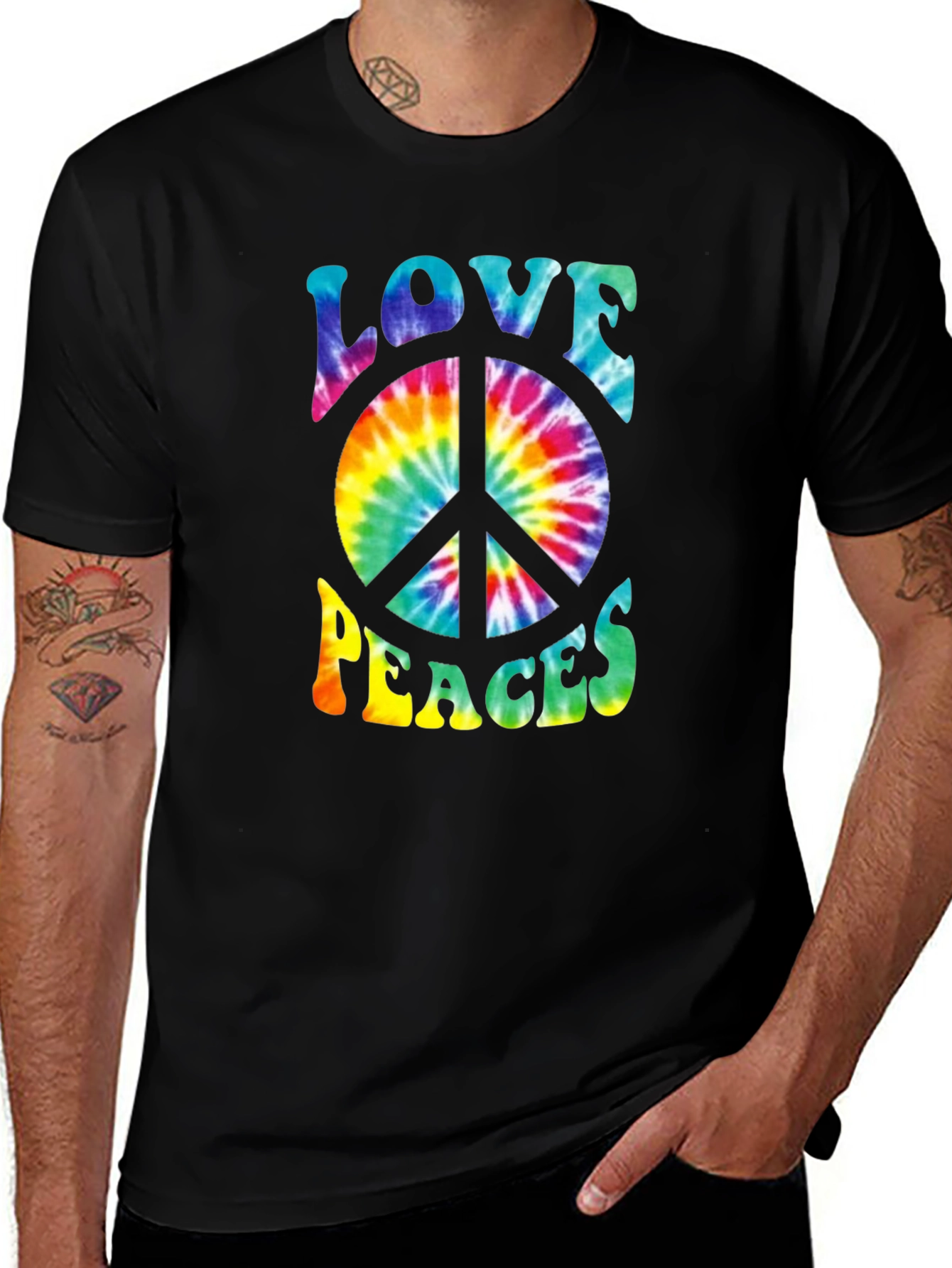 Variant 16 of Love & Peace Tie Dye Graphic Tee - Black